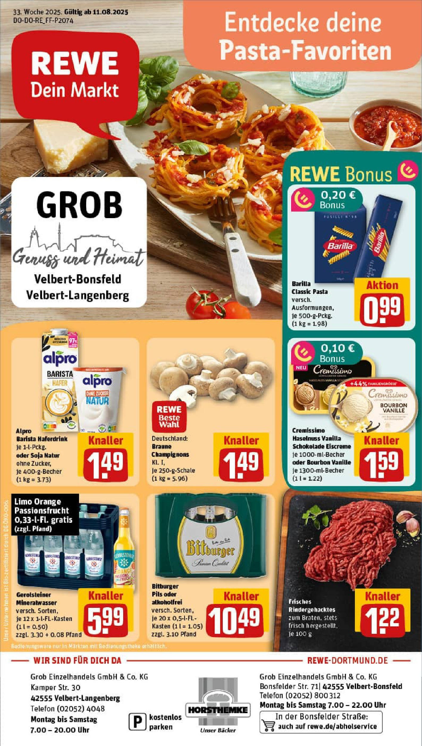REWE Prospekt ab 11.08.2025 zum Blättern » Angebote | Seite: 1 | Produkte: Pils, Haferdrink, Zucker, Bourbon