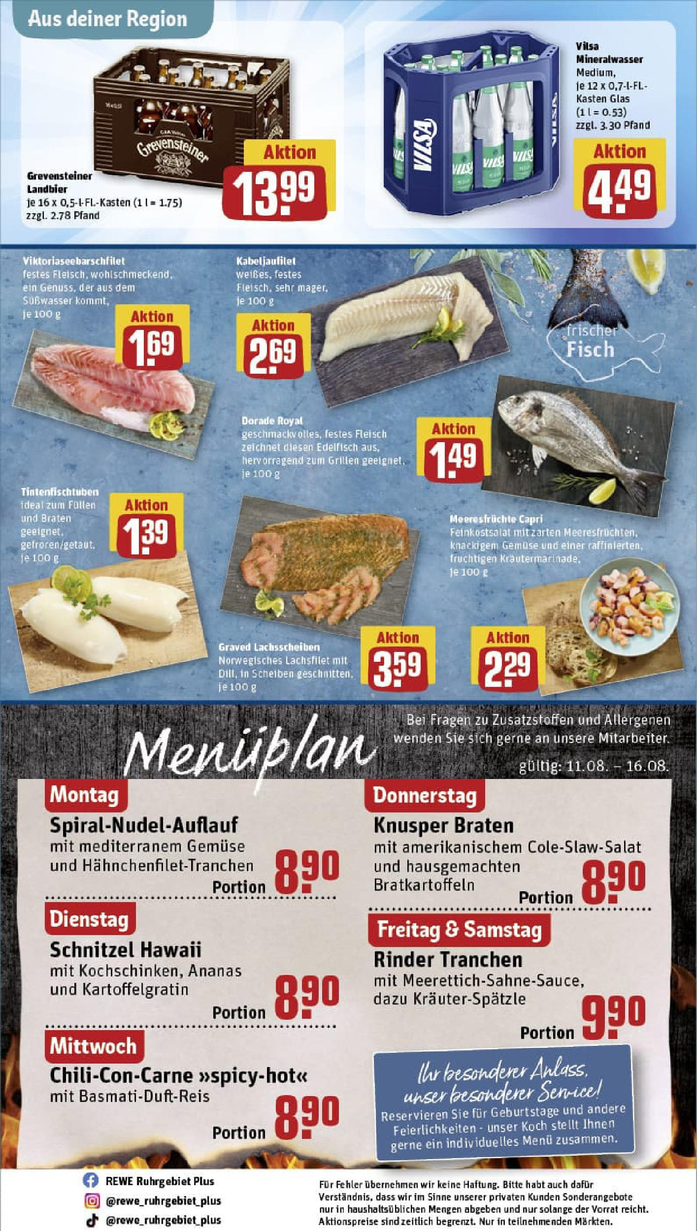 REWE Prospekt ab 11.08.2025 zum Blättern » Angebote | Seite: 26 | Produkte: Schnitzel, Fisch, Gemüse, Fleisch
