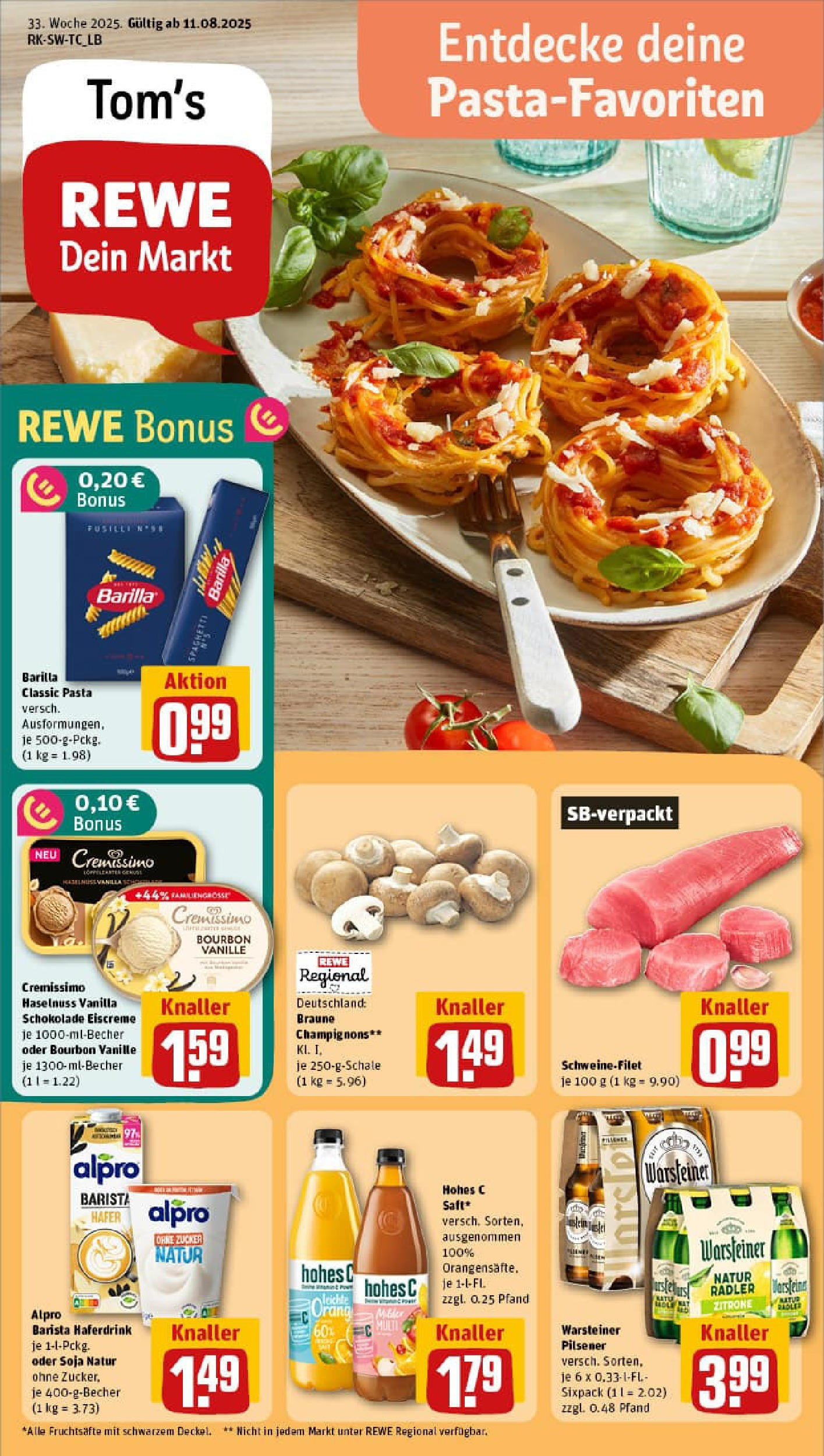 REWE Prospekt ab 11.08.2025 zum Blättern » Angebote | Seite: 1 | Produkte: Haferdrink, Warsteiner, Zitrone, Saft REWE Prospekt ab 11.08.2025 zum Blättern » Angebote | Seite: 1 | Produkte: Haferdrink, Warsteiner, Zitrone, Saft