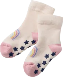 ALANA ABS Socken mit Regenbogen- und Stern-Motiv, weiß & rosa, Gr. 27/29