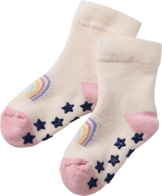 ALANA ABS Socken mit Regenbogen- und Stern-Motiv, weiß & rosa, Gr. 23/26