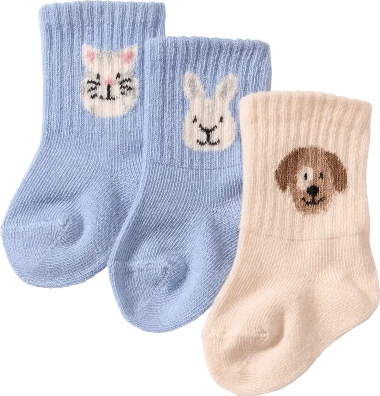 ALANA Erstlingssocken mit Tier-Motiven & Ripp-Struktur, blau + weiß, Gr. 15/16