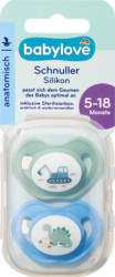 babylove Schnuller Silikon anatomisch, mint/blau, Gr. 2, 5-18 Monate