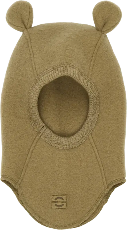 Mikk-Line Schlupfmütze mit Merinowolle & Ohren, khaki, Gr. 74/80