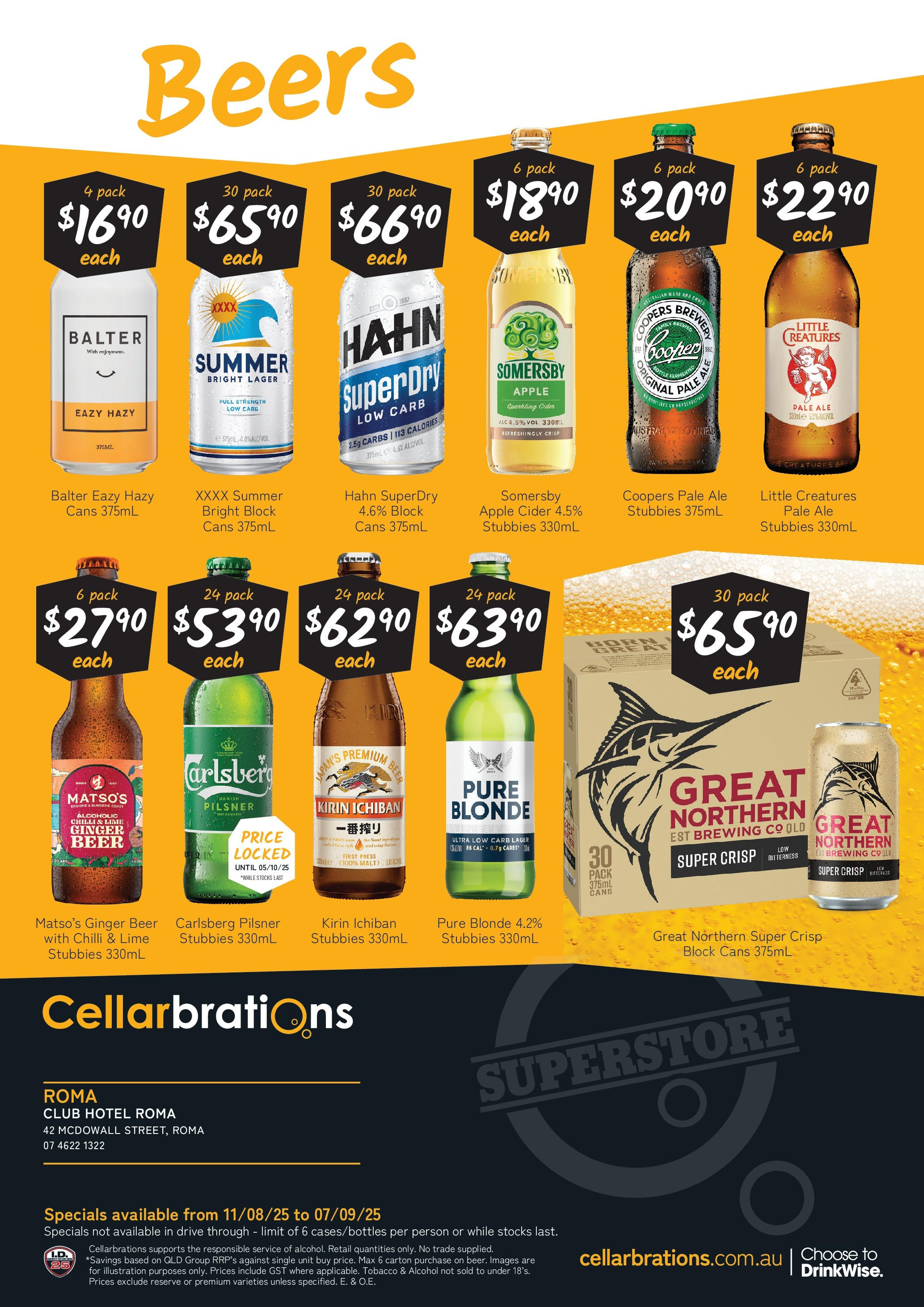 Cellarbrations weekly catalogue from 11/08/2025 ?️ | Page: 6 | Products: Beer, Chilli, Lime, Press Cellarbrations Catalogue Roma - 11/08/2025 > weekly / monthly specials | Page: 6 | Products: Beer, Chilli, Lime, Press
