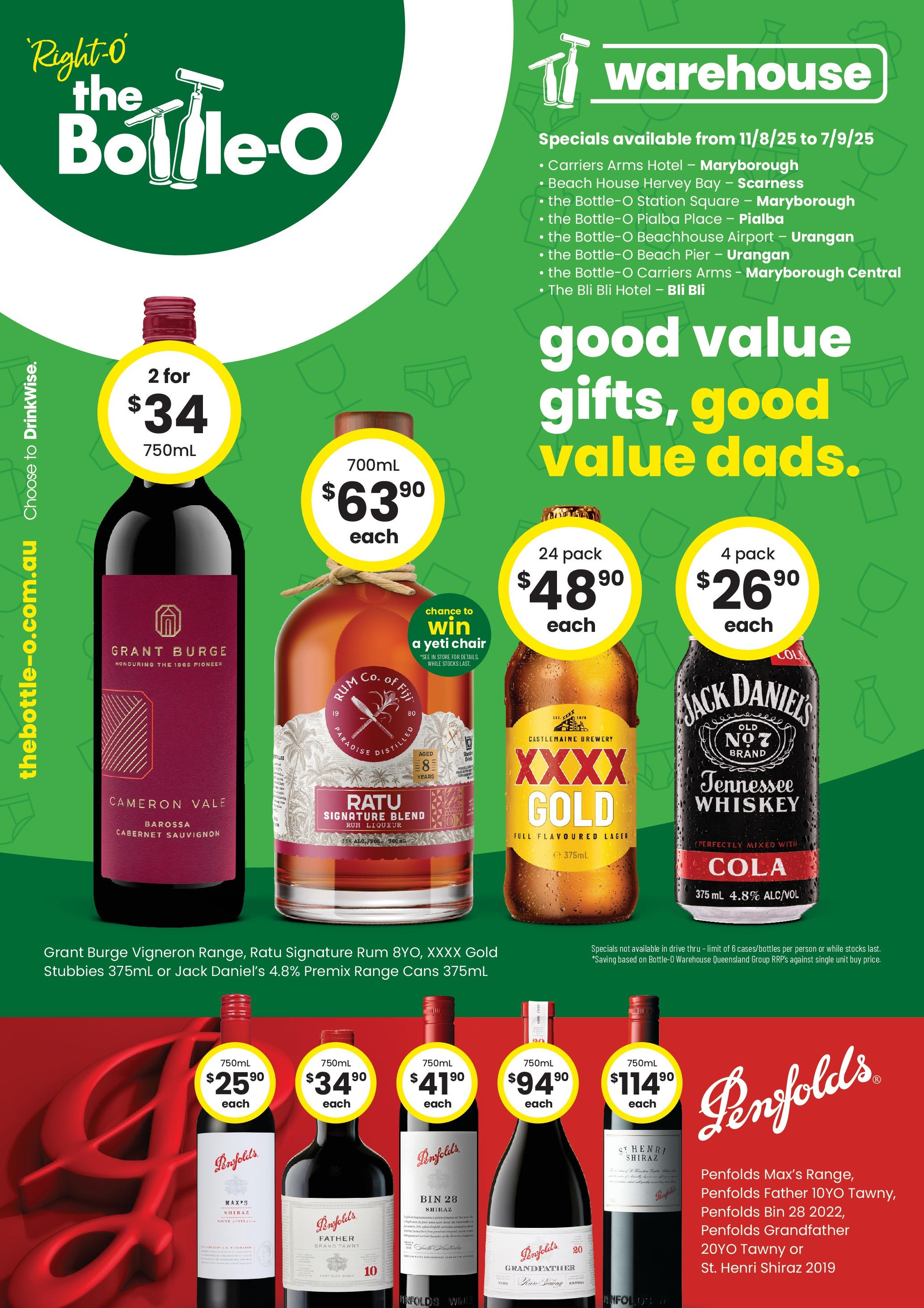 The Bottle-O Catalogue Wondunna - 11/08/2025 > weekly / monthly specials | Page: 1 | Products: Chair, Whiskey, Rum