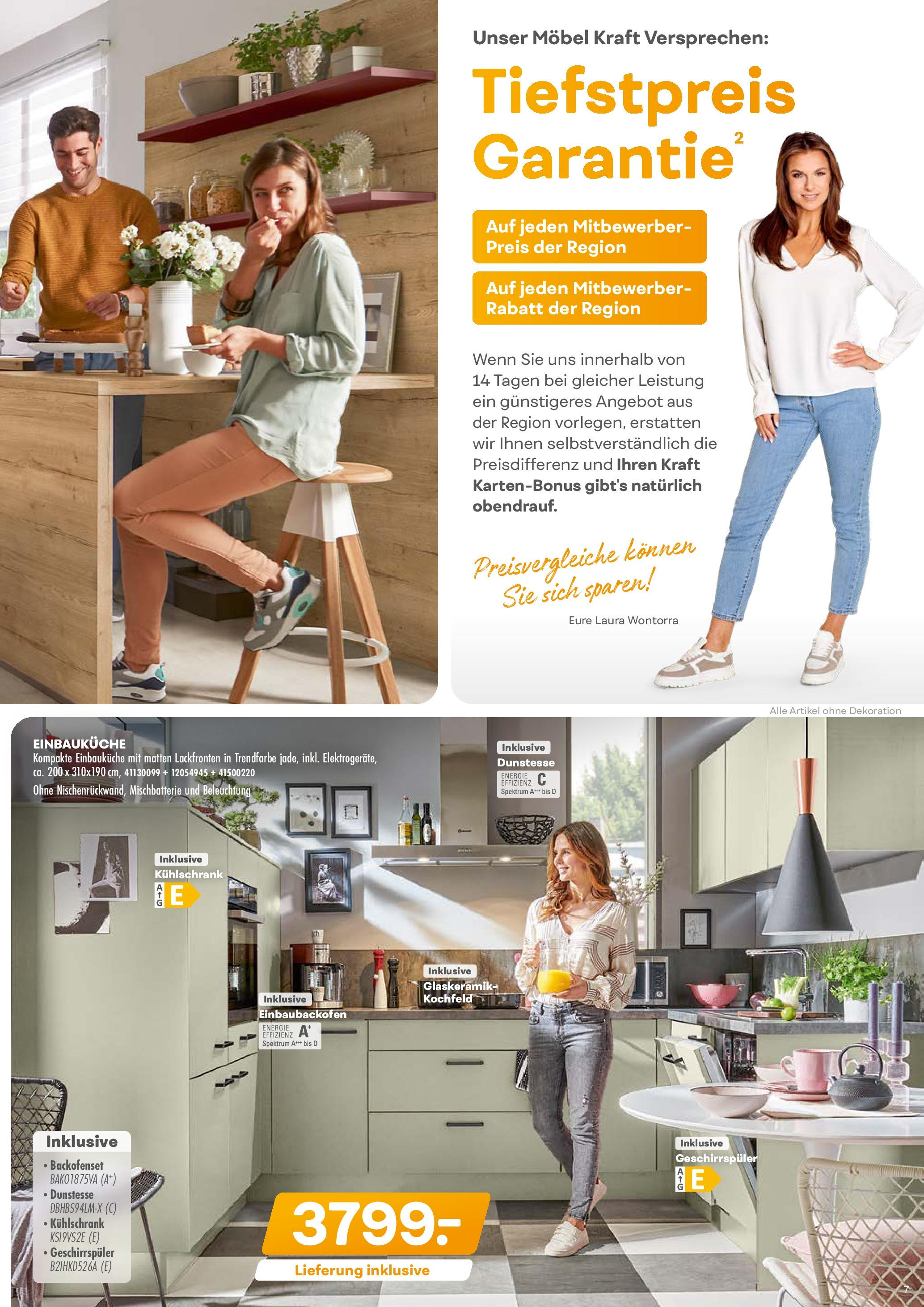 Möbel Kraft  Prospekt Markenküchen (ab 12.08.2025) zum Blättern | Seite: 7 | Produkte: Geschirrspüler, Einbauküche, Kühlschrank, Kochfeld