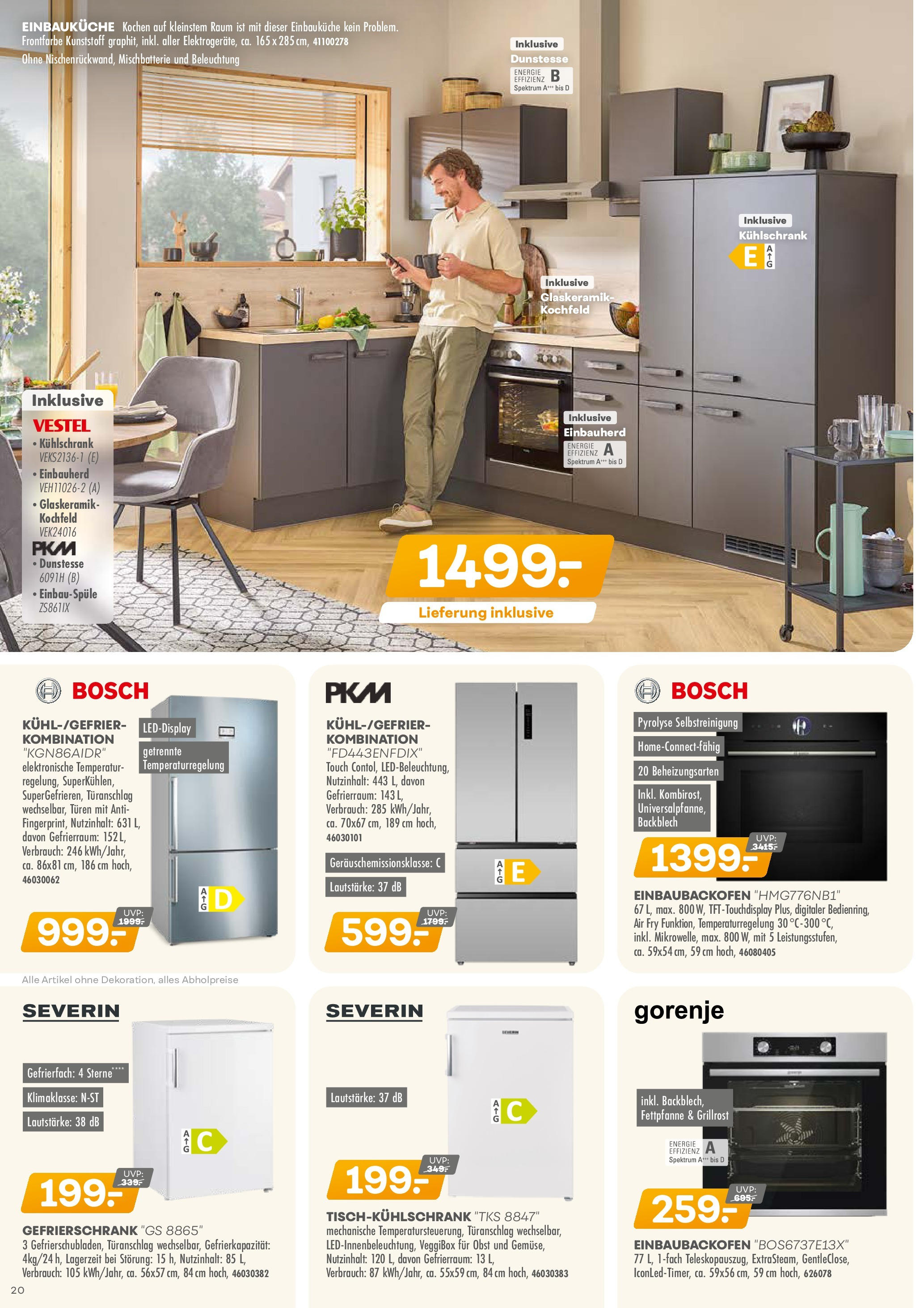 Möbel Kraft  Prospekt Markenküchen (ab 12.08.2025) zum Blättern | Seite: 20 | Produkte: Gorenje, Gefrierschrank, Einbauküche, Kühlschrank