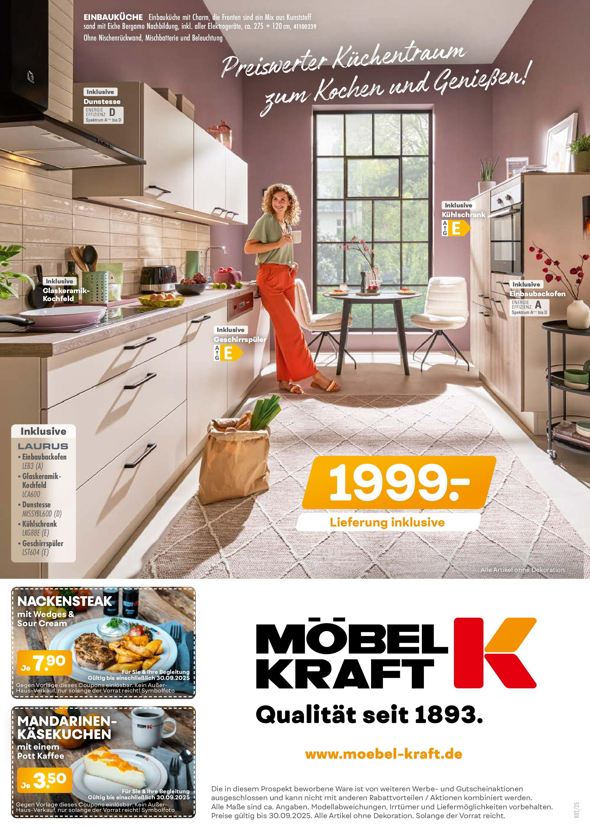 Möbel Kraft  Prospekt Markenküchen (ab 12.08.2025) zum Blättern | Seite: 24 | Produkte: Geschirrspüler, Kaffee, Kühlschrank, Mandarinen
