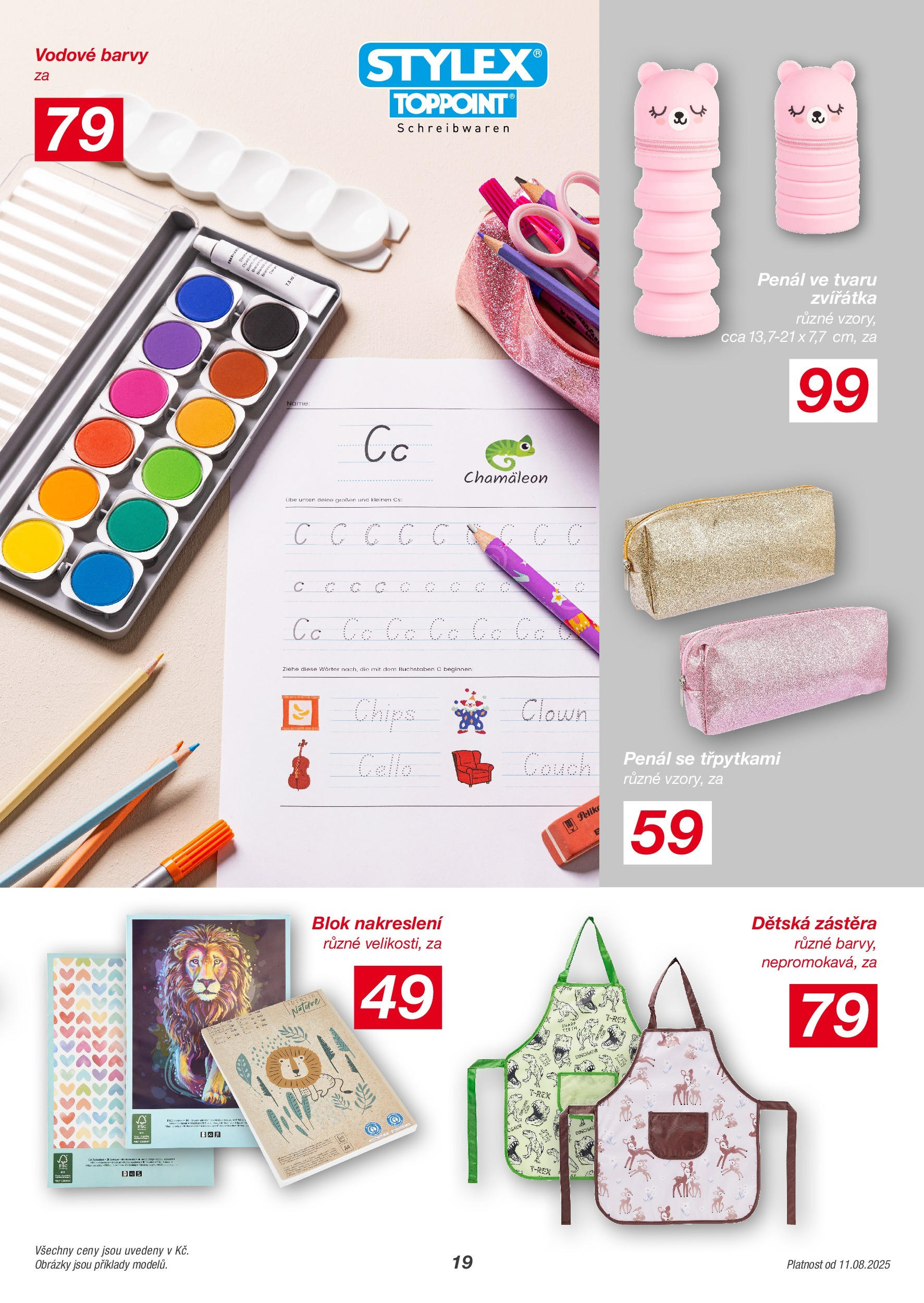 KIK leták od 11.08.2025 || Leták eshop online | Strana: 19 | Produkty: Penál, Blok, Zástěra, Barvy KIK leták 11.08.2025 - Leták příští týden | Strana: 19 | Produkty: Penál, Blok, Zástěra, Barvy