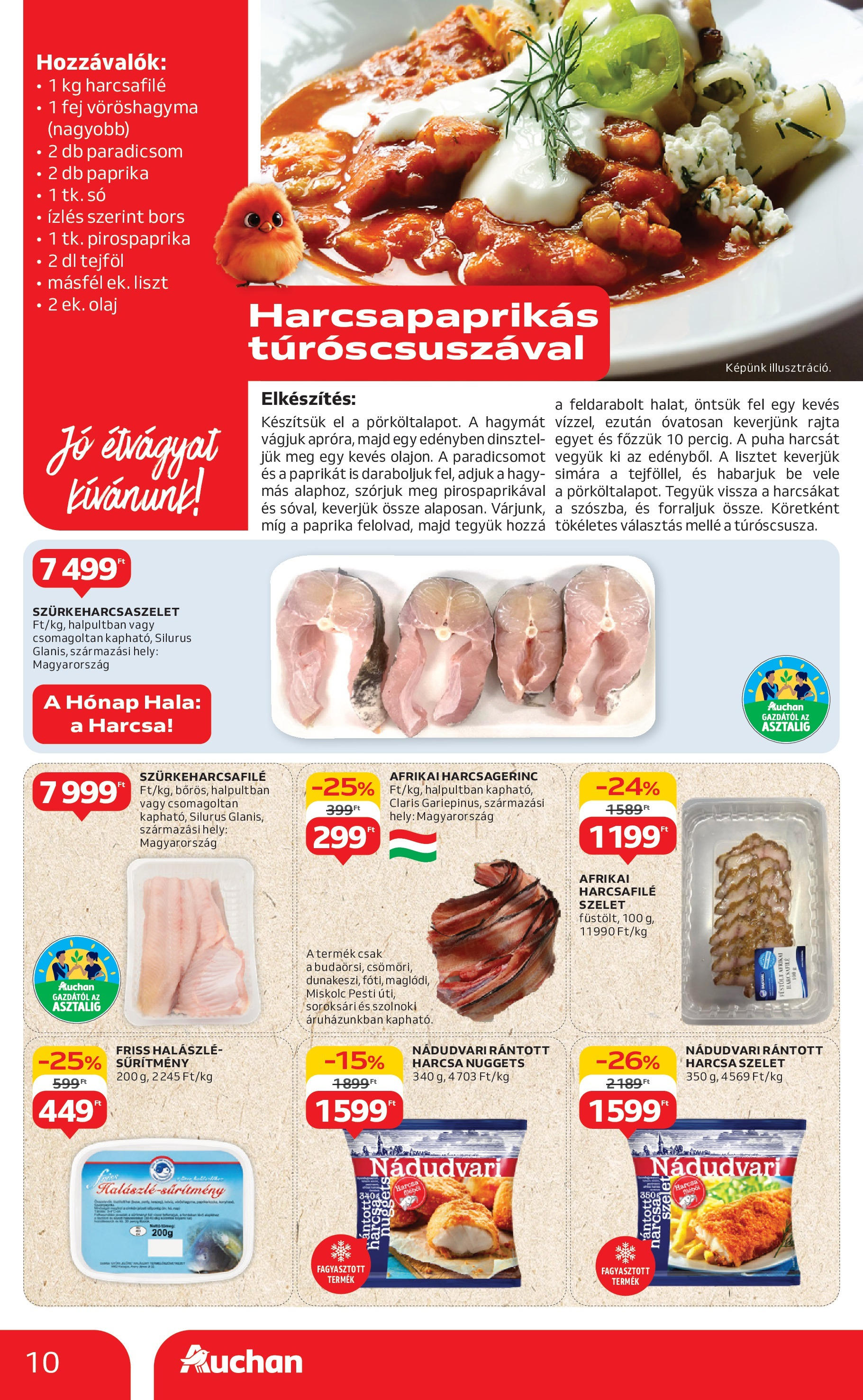 Auchan Akciós újság - 2025.08.07. -tól/töl > akció, lapozható szórólap 🛍️ | Oldal: 10 | Termékek: Vöröshagyma, Tejföl, Halászlé, Bors