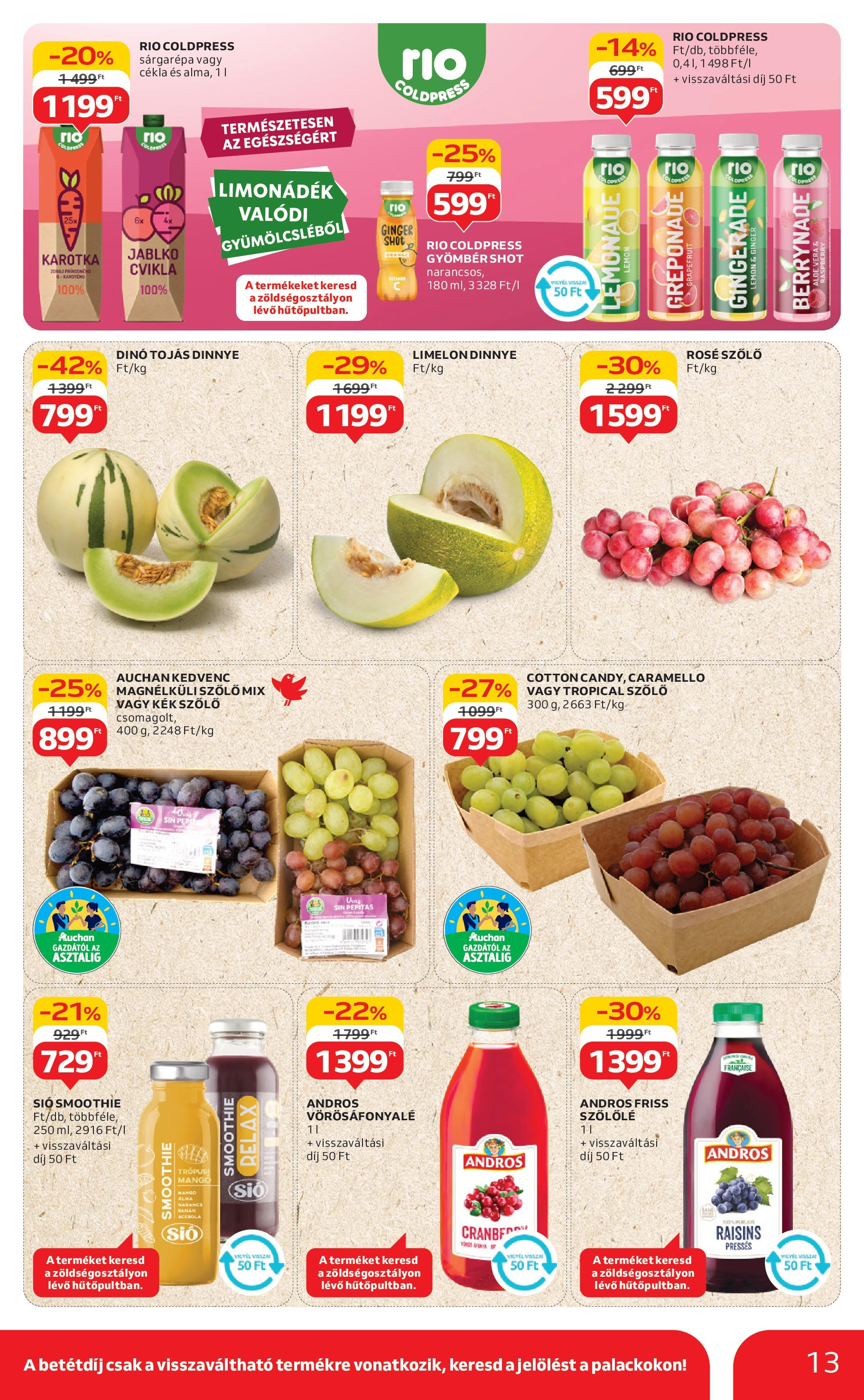 Auchan Akciós újság - 2025.08.07. -tól/töl > akció, lapozható szórólap 🛍️ | Oldal: 13 | Termékek: Cékla, Szőlő, Tojás, Mangó
