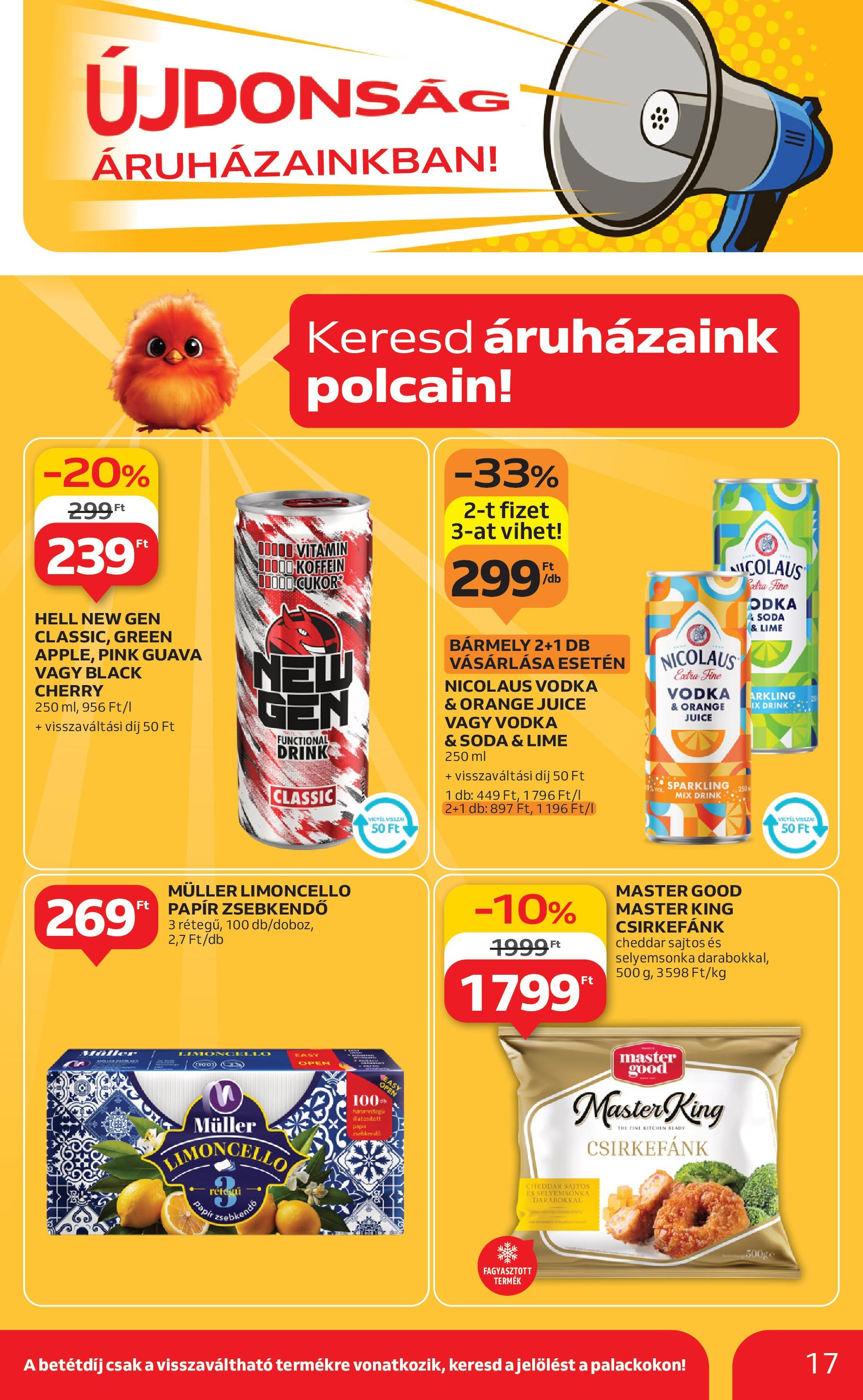 Auchan Akciós újság - 2025.08.07. -tól/töl > akció, lapozható szórólap 🛍️ | Oldal: 17 | Termékek: Lime, Cheddar, Vodka
