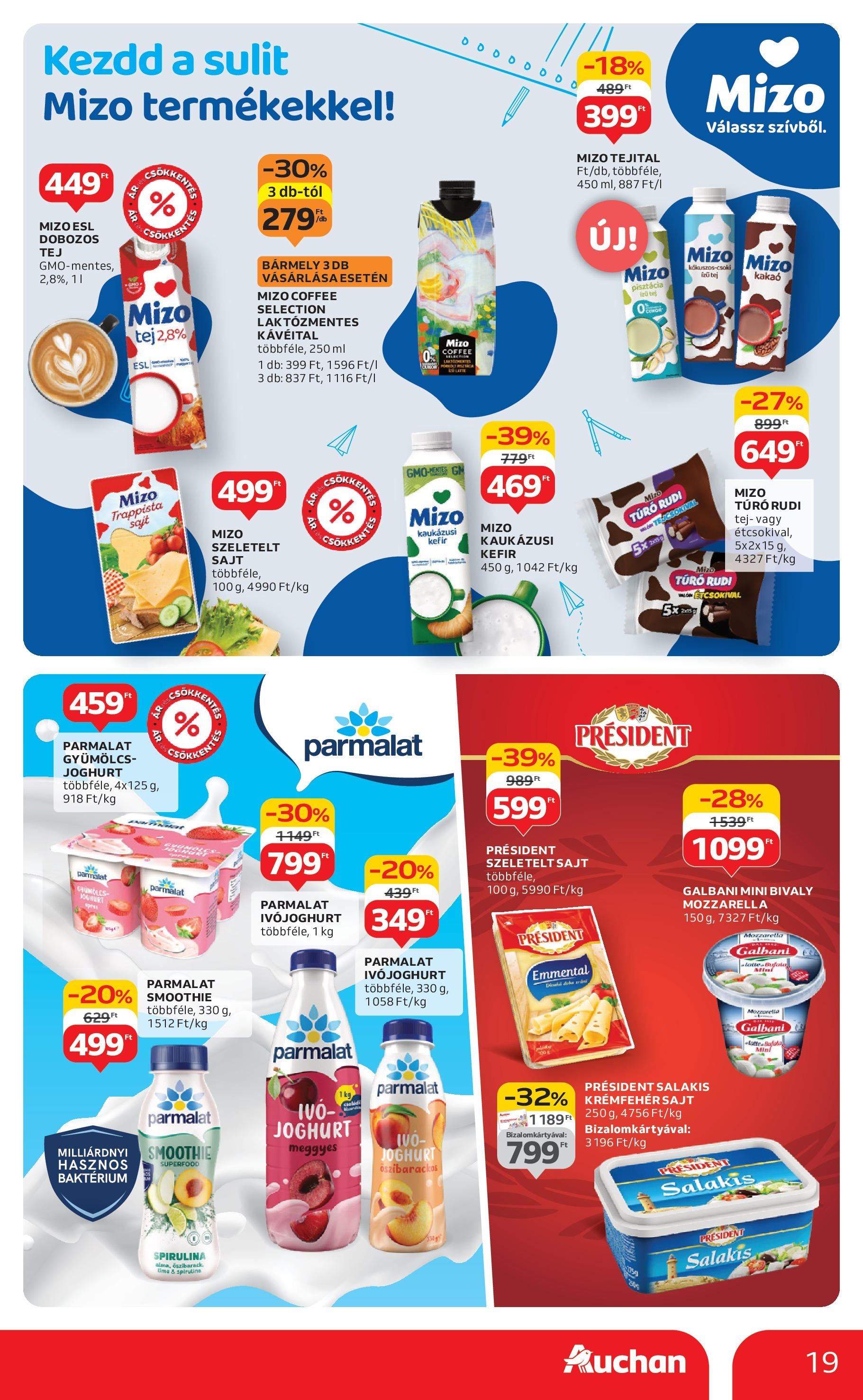 Auchan Akciós újság - 2025.08.07. -tól/töl > akció, lapozható szórólap 🛍️ | Oldal: 19 | Termékek: Sajt, Joghurt, Smoothie, Szeletelt sajt