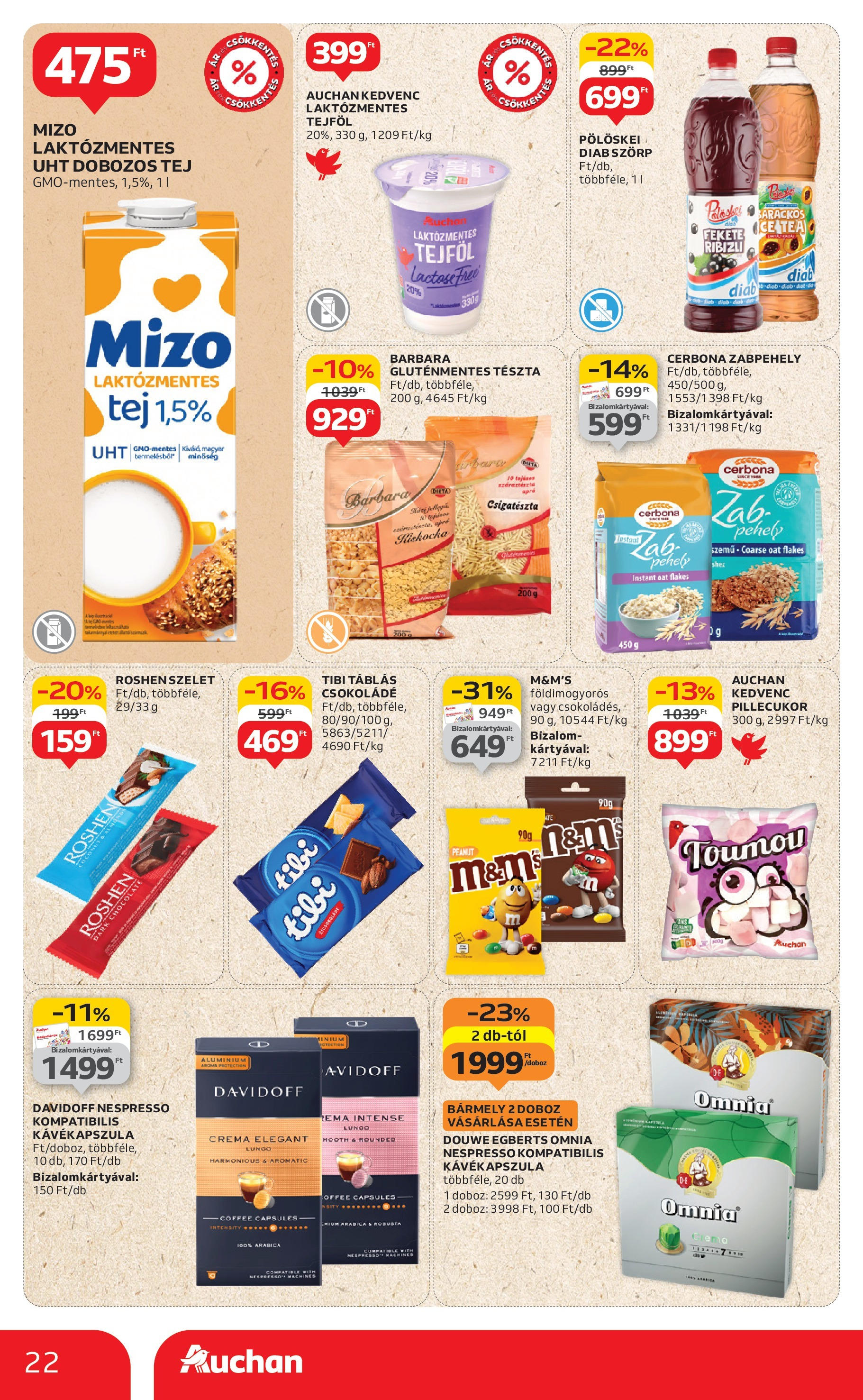 Auchan Akciós újság - 2025.08.07. -tól/töl > akció, lapozható szórólap 🛍️ | Oldal: 22 | Termékek: Szörp, Pillecukor, Doboz, Pehely