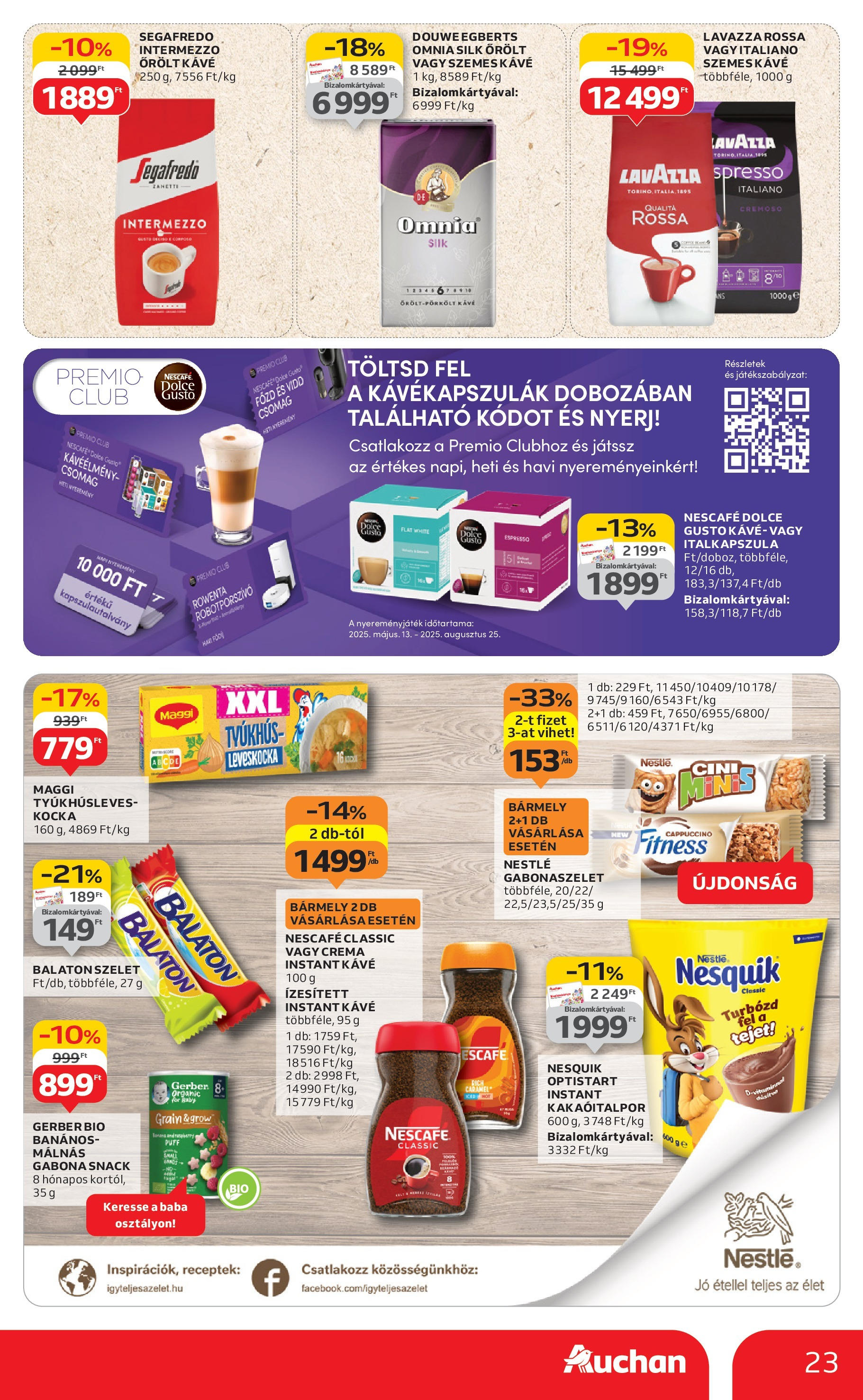 Auchan Akciós újság - 2025.08.07. -tól/töl > akció, lapozható szórólap 🛍️ | Oldal: 23 | Termékek: Robotporszívó, Kávé, Őrölt kávé, Puff