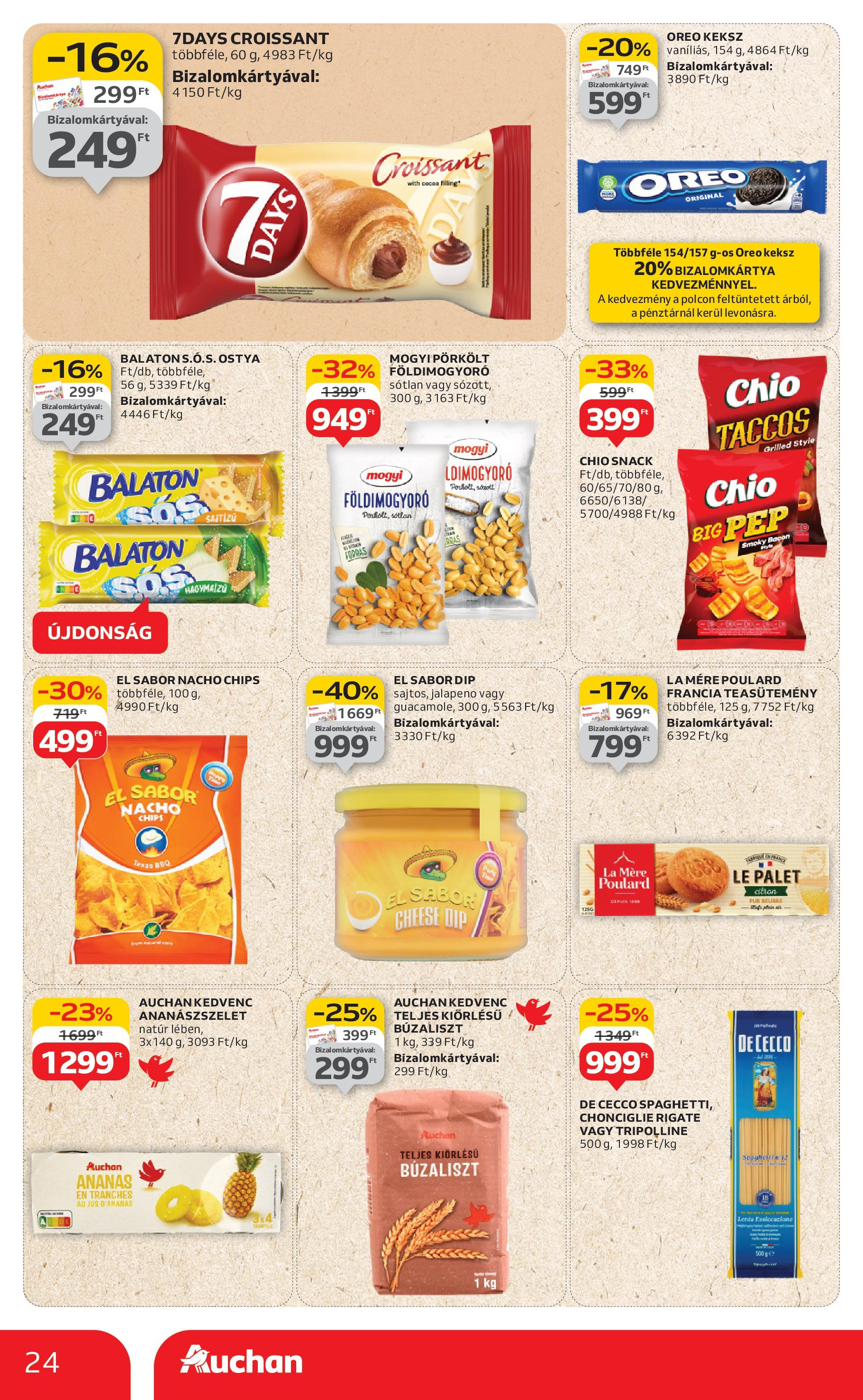 Auchan Akciós újság - 2025.08.07. -tól/töl > akció, lapozható szórólap 🛍️ | Oldal: 24 | Termékek: Croissant, Bacon, Teasütemény, Jalapeno