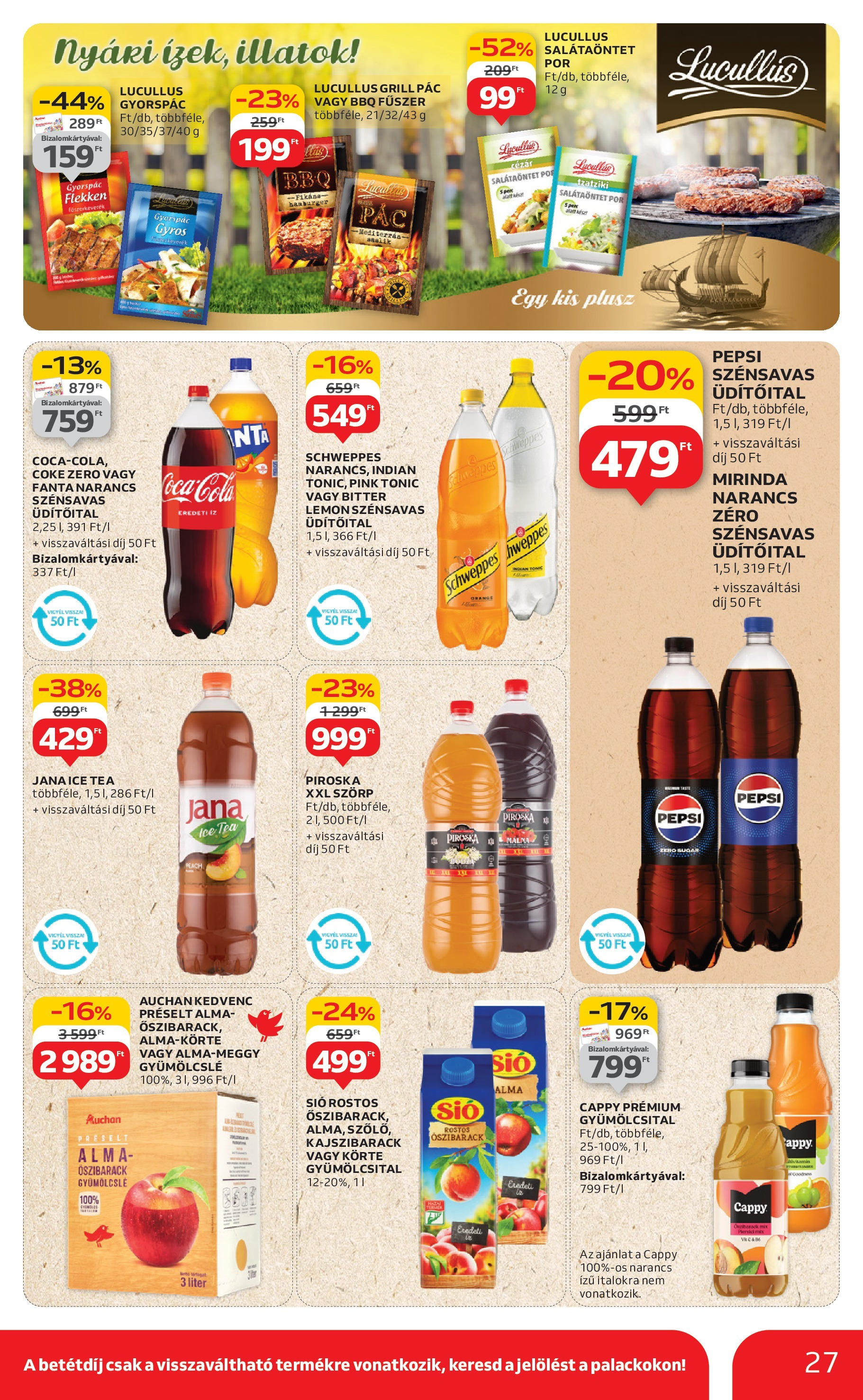 Auchan Akciós újság - 2025.08.07. -tól/töl > akció, lapozható szórólap 🛍️ | Oldal: 27 | Termékek: Málna, Hamburger, Tea, Fűszer