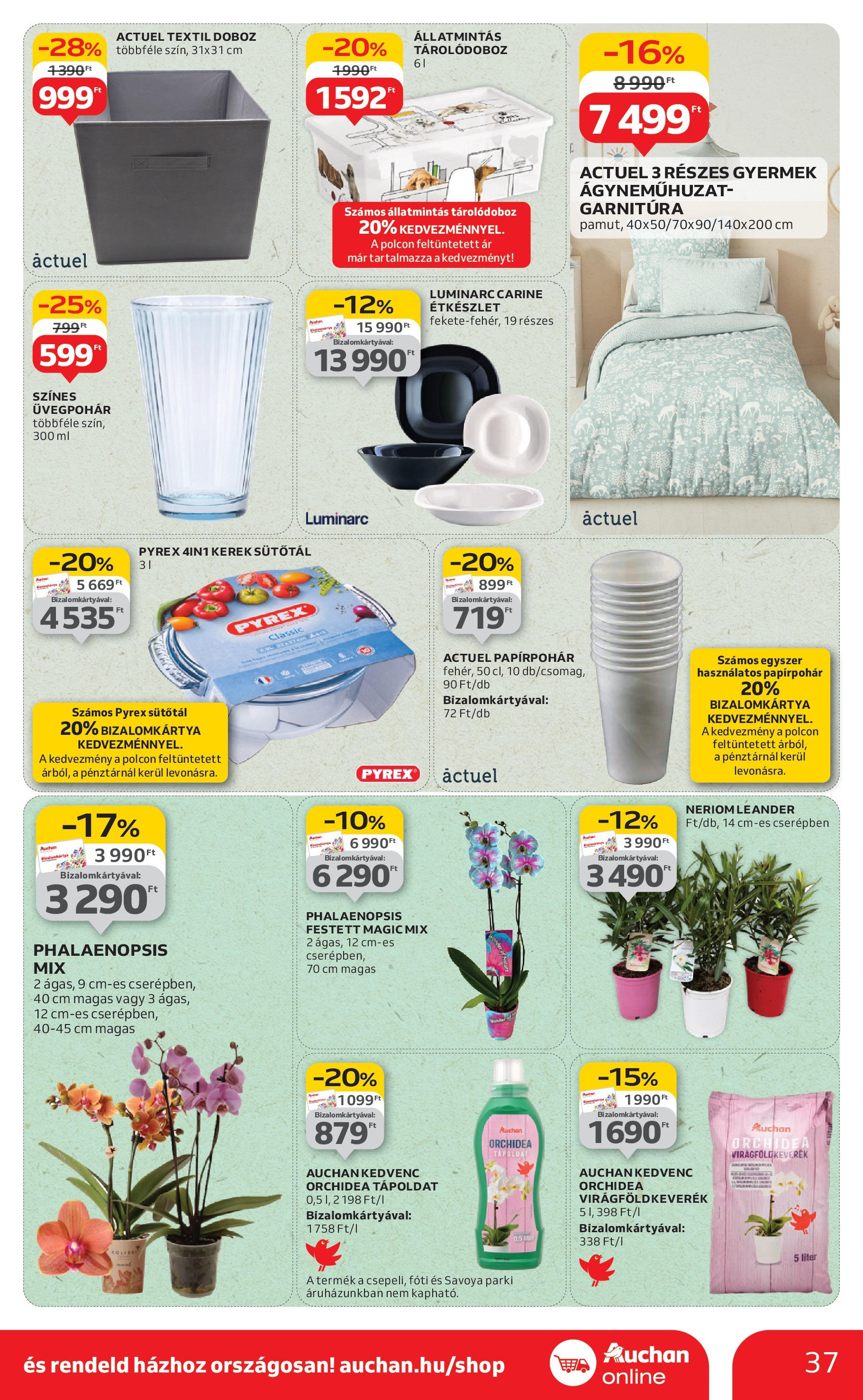 Auchan Akciós újság - 2025.08.07. -tól/töl > akció, lapozható szórólap 🛍️ | Oldal: 37 | Termékek: Tárolódoboz, Tápoldat, Étkészlet, Ágyneműhuzat