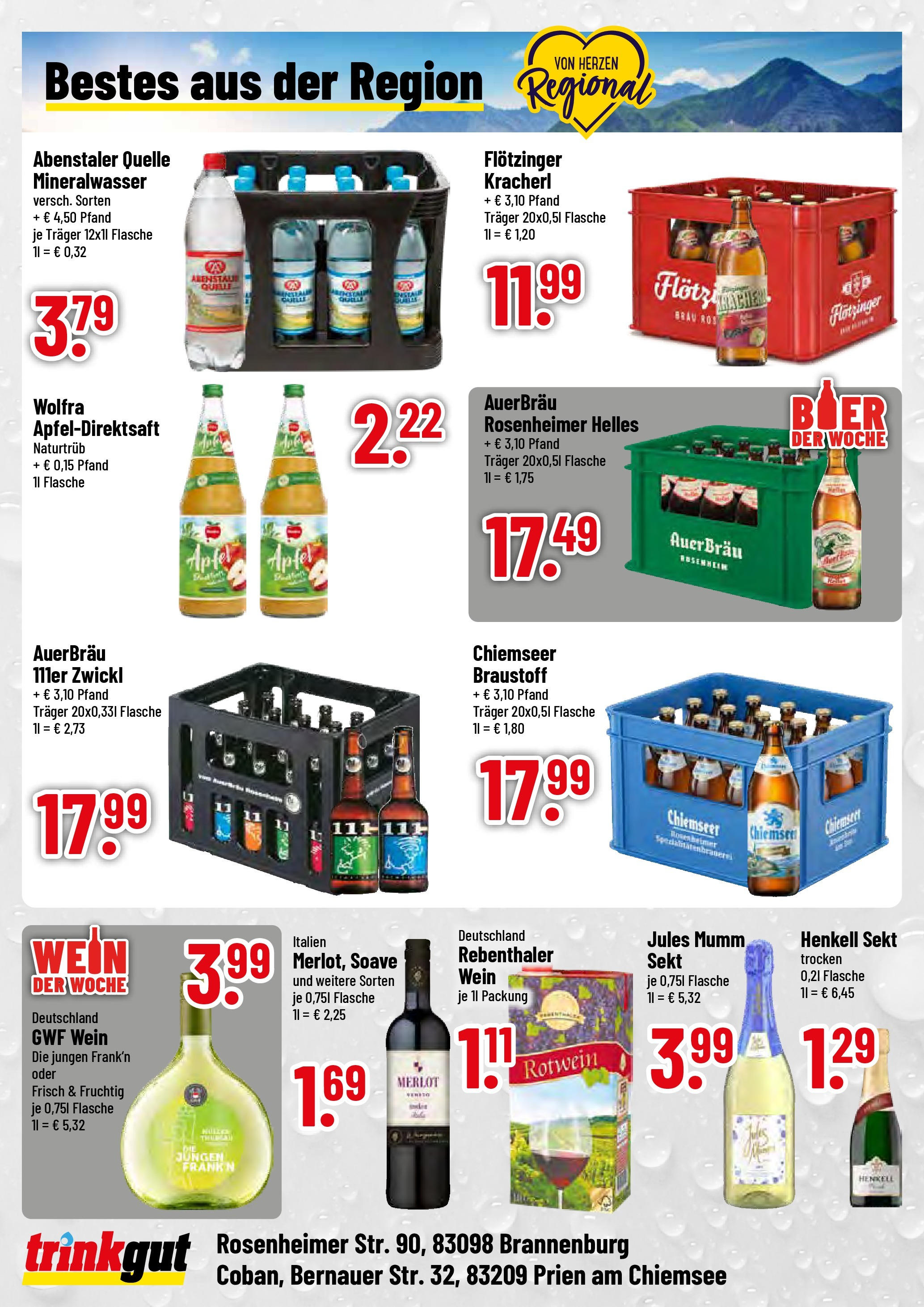 Trinkgut prospekt Prien am Chiemsee	 (ab 10.08.2025) » Angebote online | Seite: 4 | Produkte: Merlot, Jules mumm, Mineralwasser, Wein