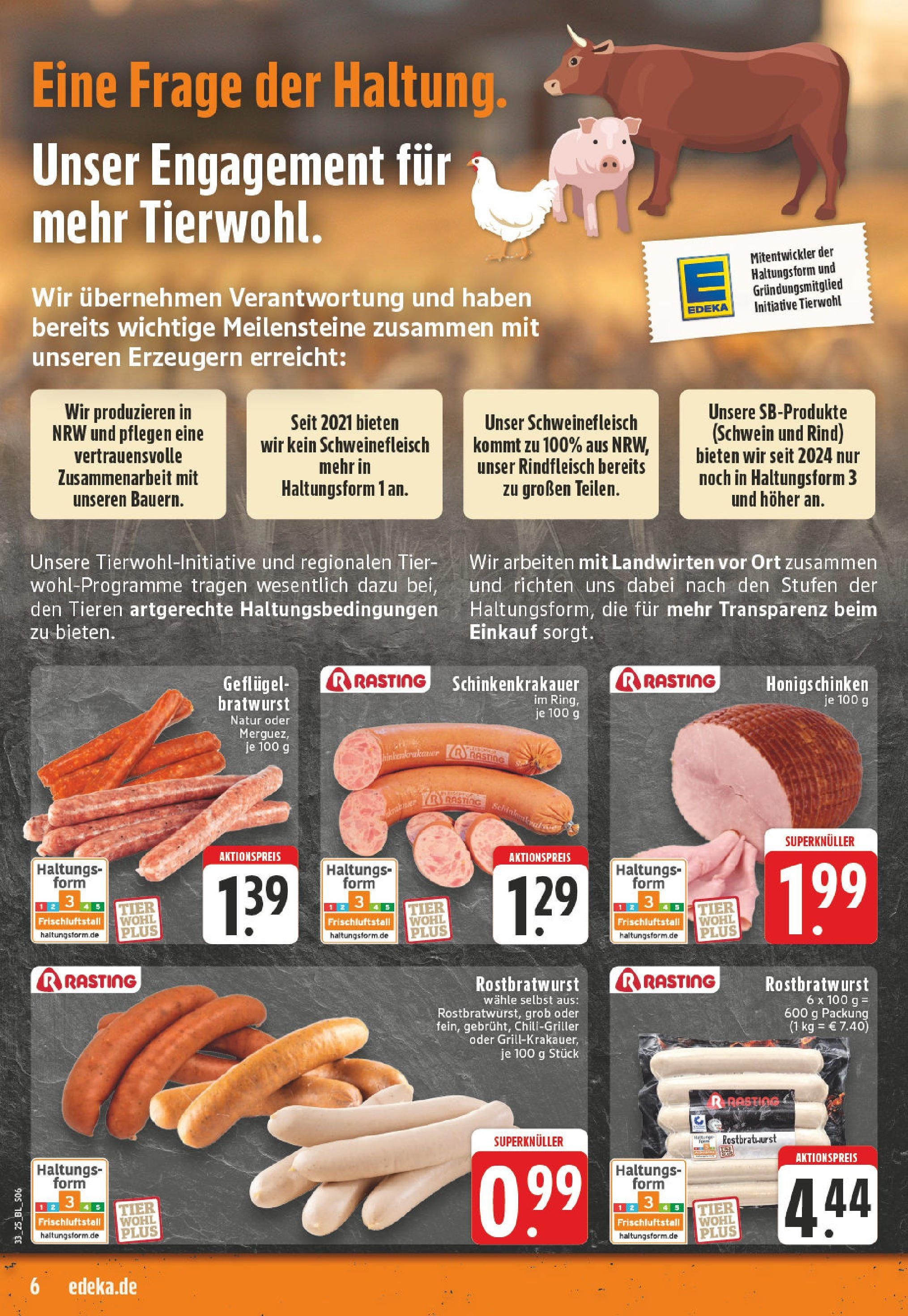 Edeka prospekt Alfter-Witterschlick (ab 10.08.2025) » Angebote Online | Seite: 6 | Produkte: Bratwurst, Schweinefleisch, Rindfleisch Edeka prospekt Alfter-Witterschlick (ab 10.08.2025) » Angebote Online | Seite: 6 | Produkte: Bratwurst, Schweinefleisch, Rindfleisch