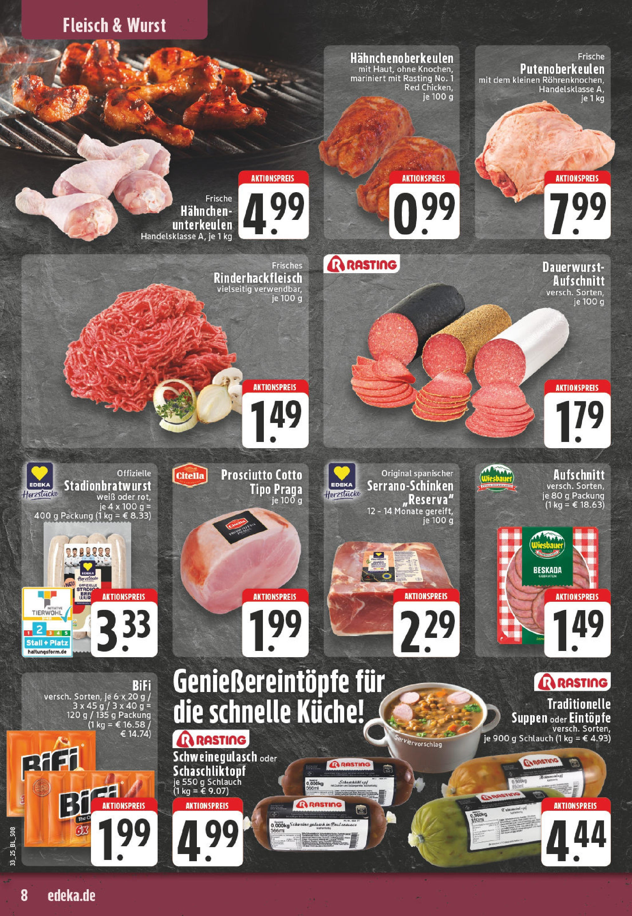 Edeka prospekt Alfter-Witterschlick (ab 10.08.2025) » Angebote Online | Seite: 8 | Produkte: Hahnchen, Bifi, Küche, Gulasch Edeka prospekt Alfter-Witterschlick (ab 10.08.2025) » Angebote Online | Seite: 8 | Produkte: Hahnchen, Bifi, Küche, Gulasch