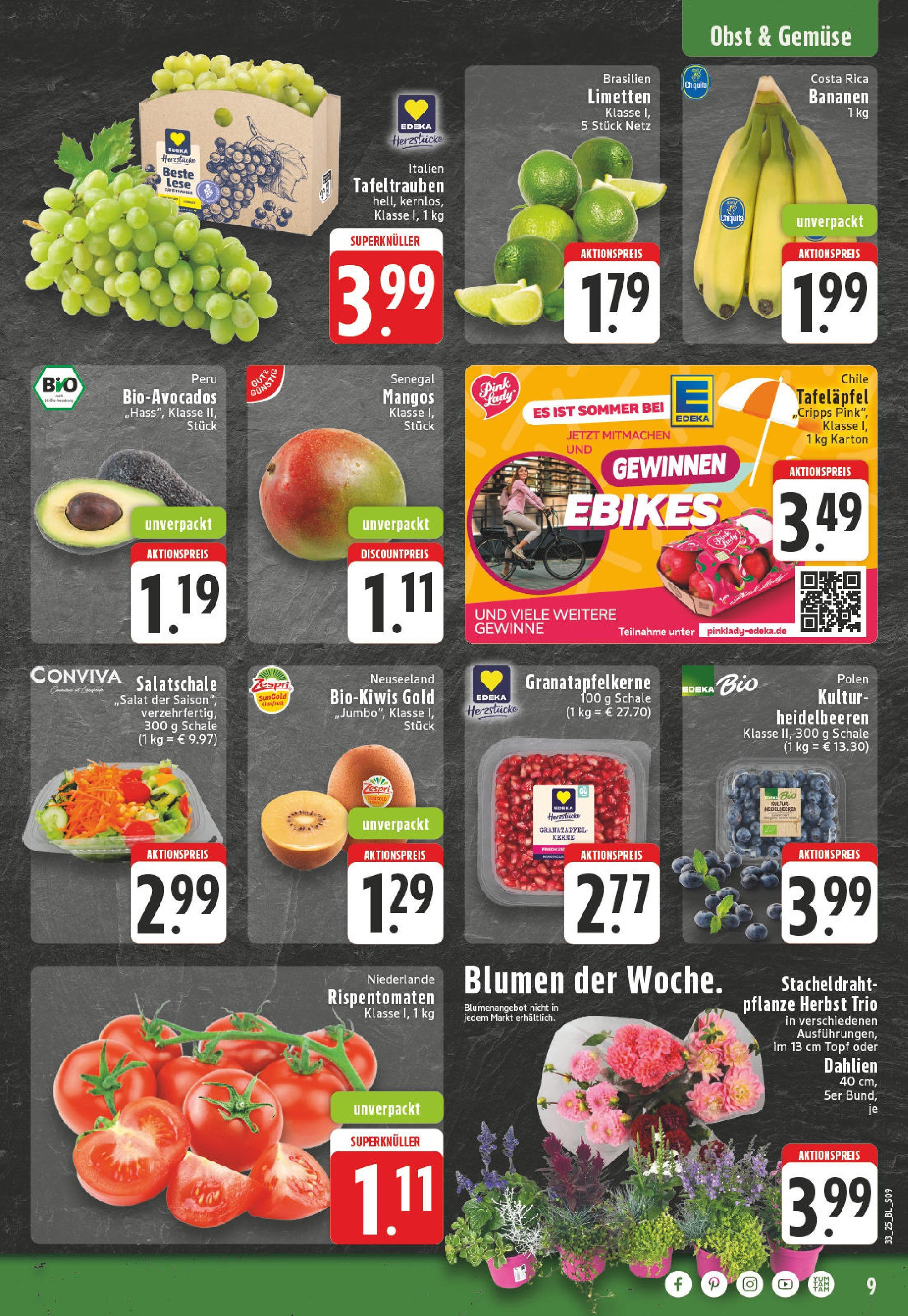 Edeka prospekt Alfter-Witterschlick (ab 10.08.2025) » Angebote Online | Seite: 9 | Produkte: Granatapfel, Trauben, Bananen, Heidelbeeren Edeka prospekt Alfter-Witterschlick (ab 10.08.2025) » Angebote Online | Seite: 9 | Produkte: Granatapfel, Trauben, Bananen, Heidelbeeren