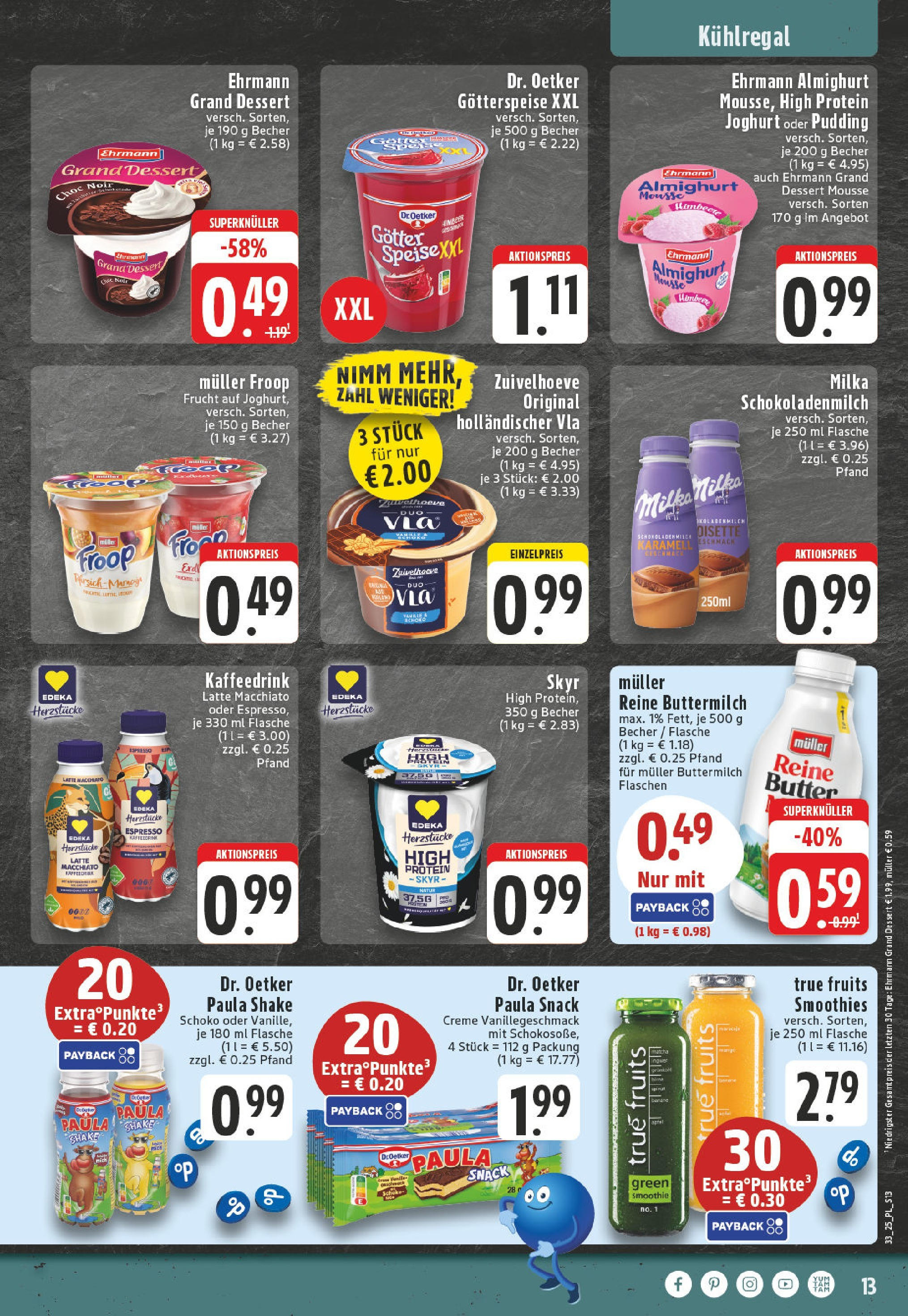 Edeka prospekt Titz	 (ab 11.08.2025) » Angebote Online | Seite: 13 | Produkte: Buttermilch, Ehrmann almighurt, Ehrmann grand dessert, Creme