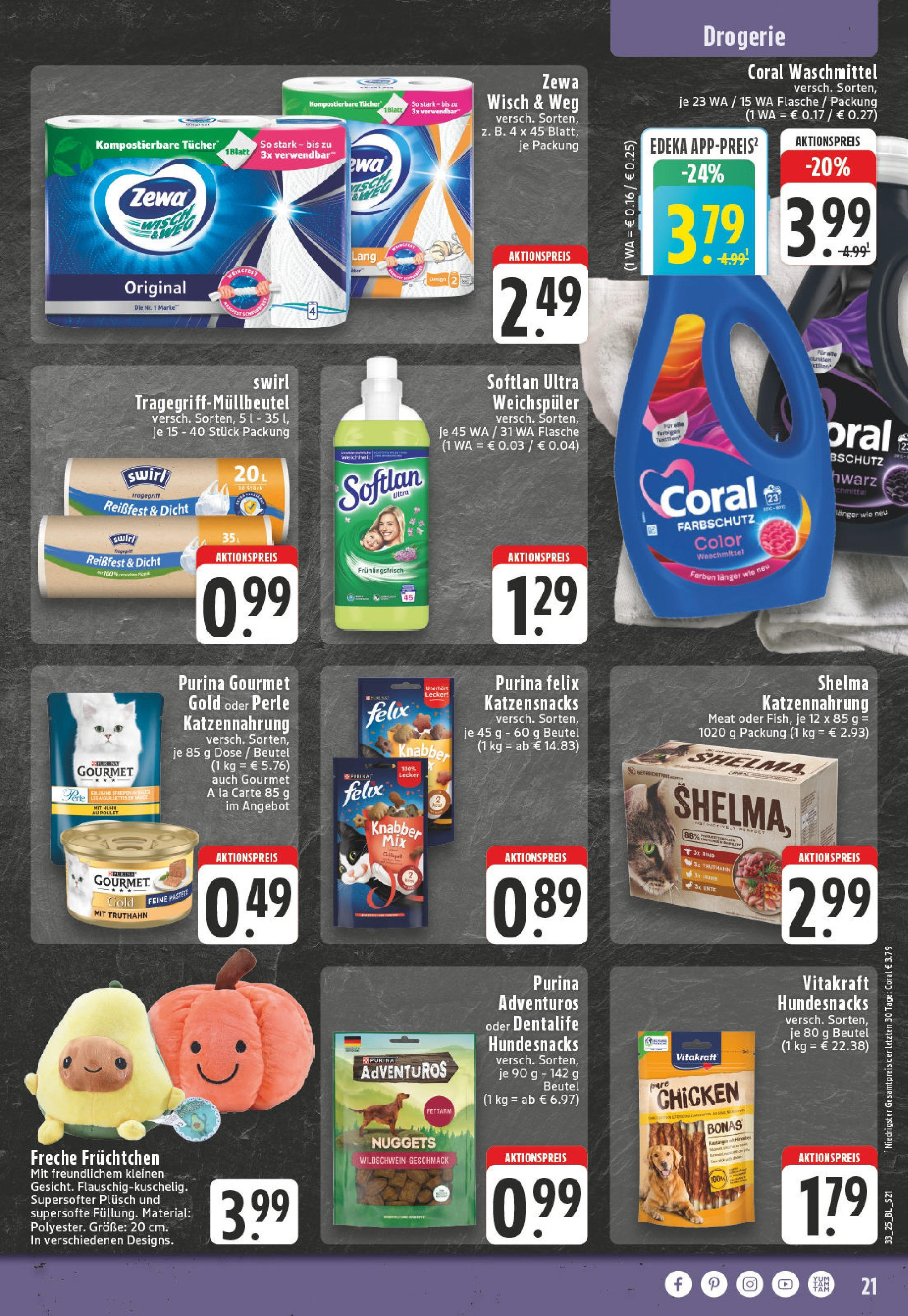 Edeka prospekt Alfter-Witterschlick (ab 10.08.2025) » Angebote Online | Seite: 21 | Produkte: Coral, Coral waschmittel, Weichspüler, Purina gourmet gold Edeka prospekt Alfter-Witterschlick (ab 10.08.2025) » Angebote Online | Seite: 21 | Produkte: Coral, Coral waschmittel, Weichspüler, Purina gourmet gold