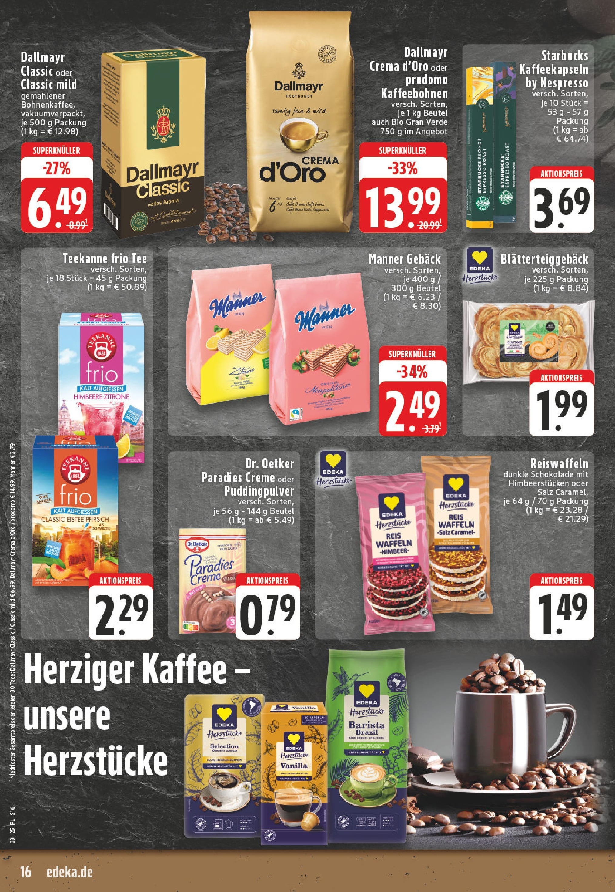 Edeka prospekt Titz	 (ab 11.08.2025) » Angebote Online | Seite: 16 | Produkte: Starbucks, Waffeln, Dallmayr, Zitrone
