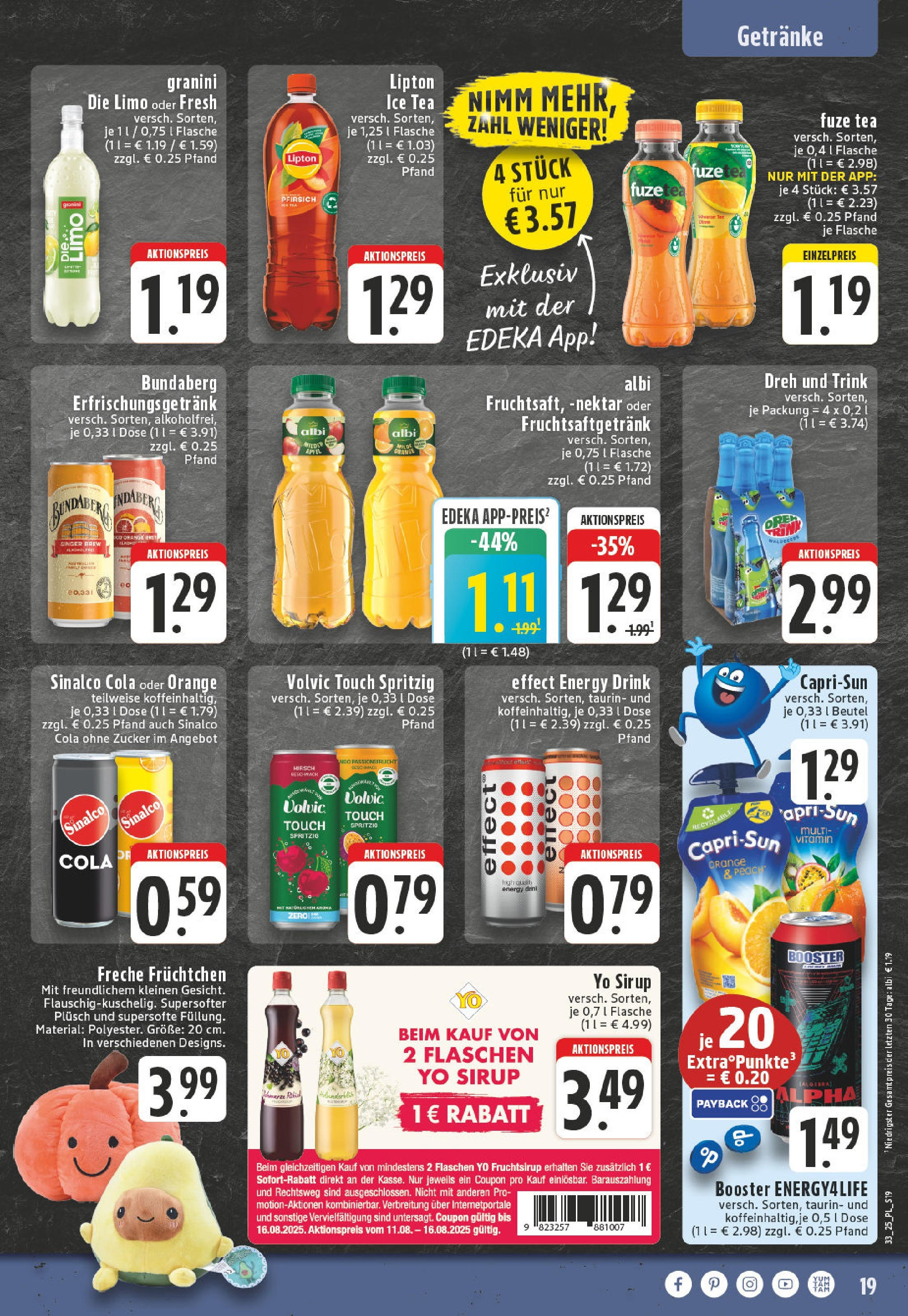 Edeka prospekt Titz	 (ab 11.08.2025) » Angebote Online | Seite: 19 | Produkte: Cola, Energy, Sirup, Zucker