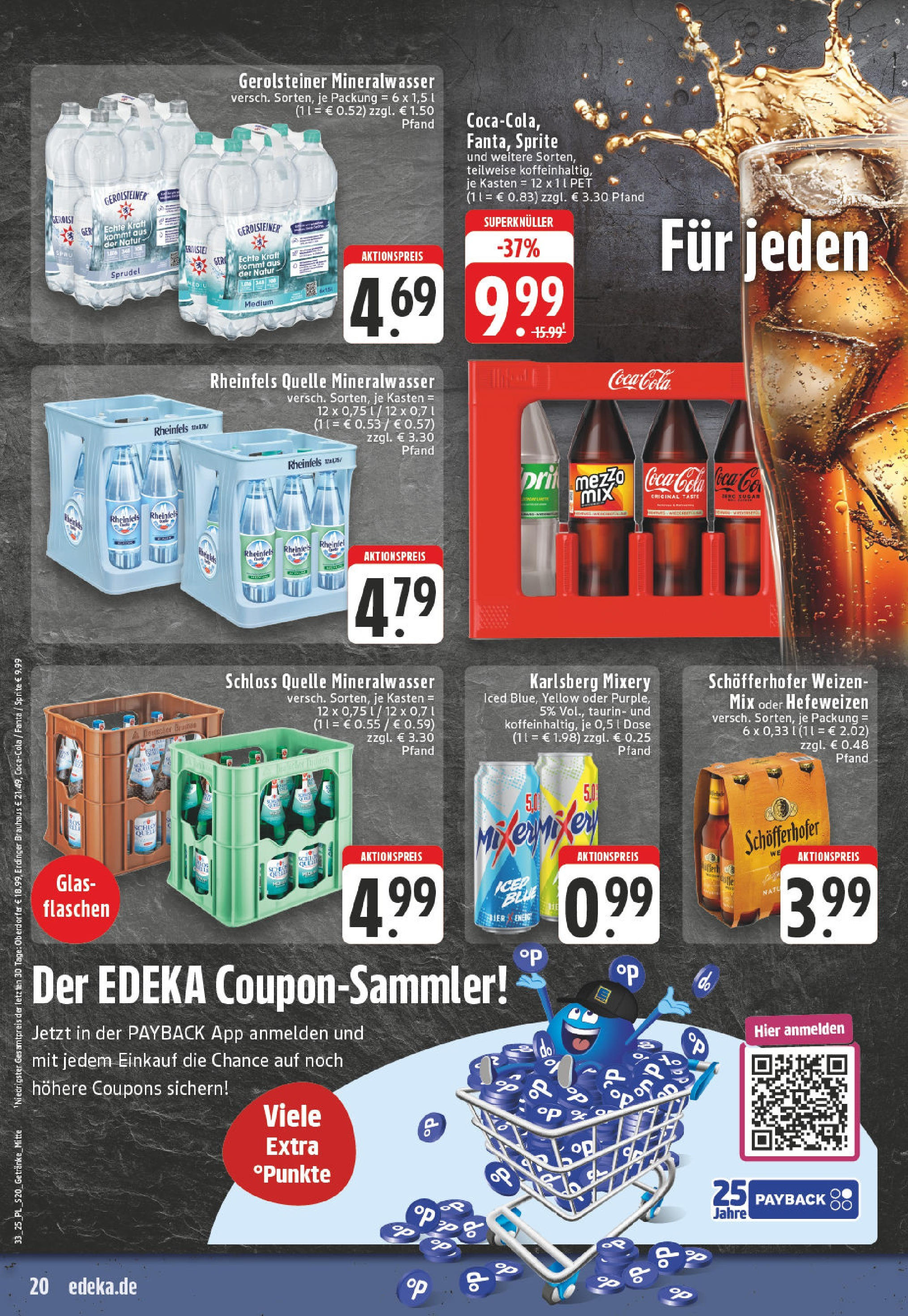 Edeka prospekt Grevenbroich	 (ab 11.08.2025) » Angebote Online | Seite: 20 | Produkte: Fanta, Mineralwasser, Rheinfels quelle, Gerolsteiner