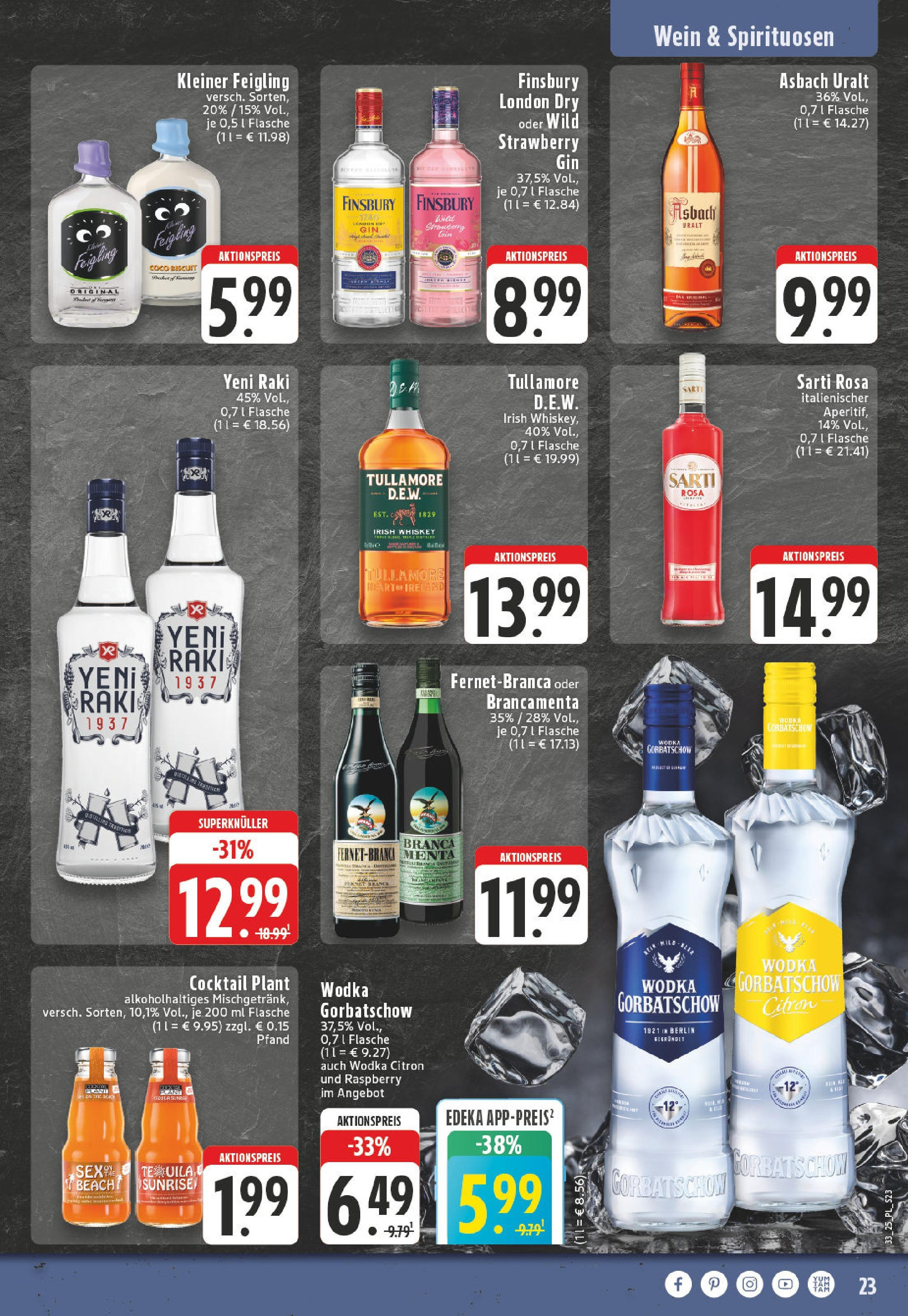 Edeka prospekt Titz	 (ab 11.08.2025) » Angebote Online | Seite: 23 | Produkte: Tequila, Gin, Whiskey, Fernet branca