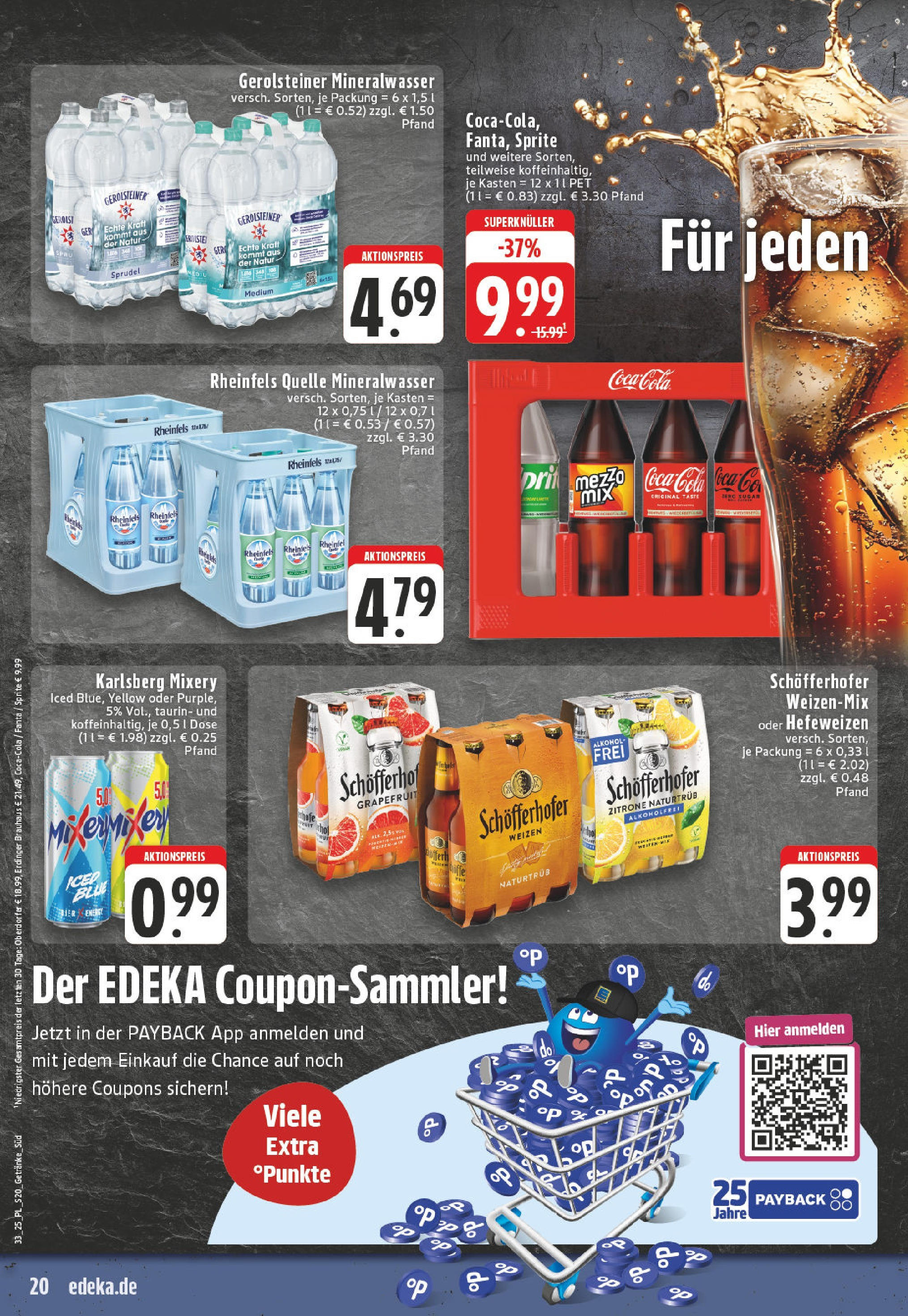 Edeka prospekt Bornheim	 (ab 11.08.2025) » Angebote Online | Seite: 20 | Produkte: Coca cola, Fanta, Erdinger, Mixery