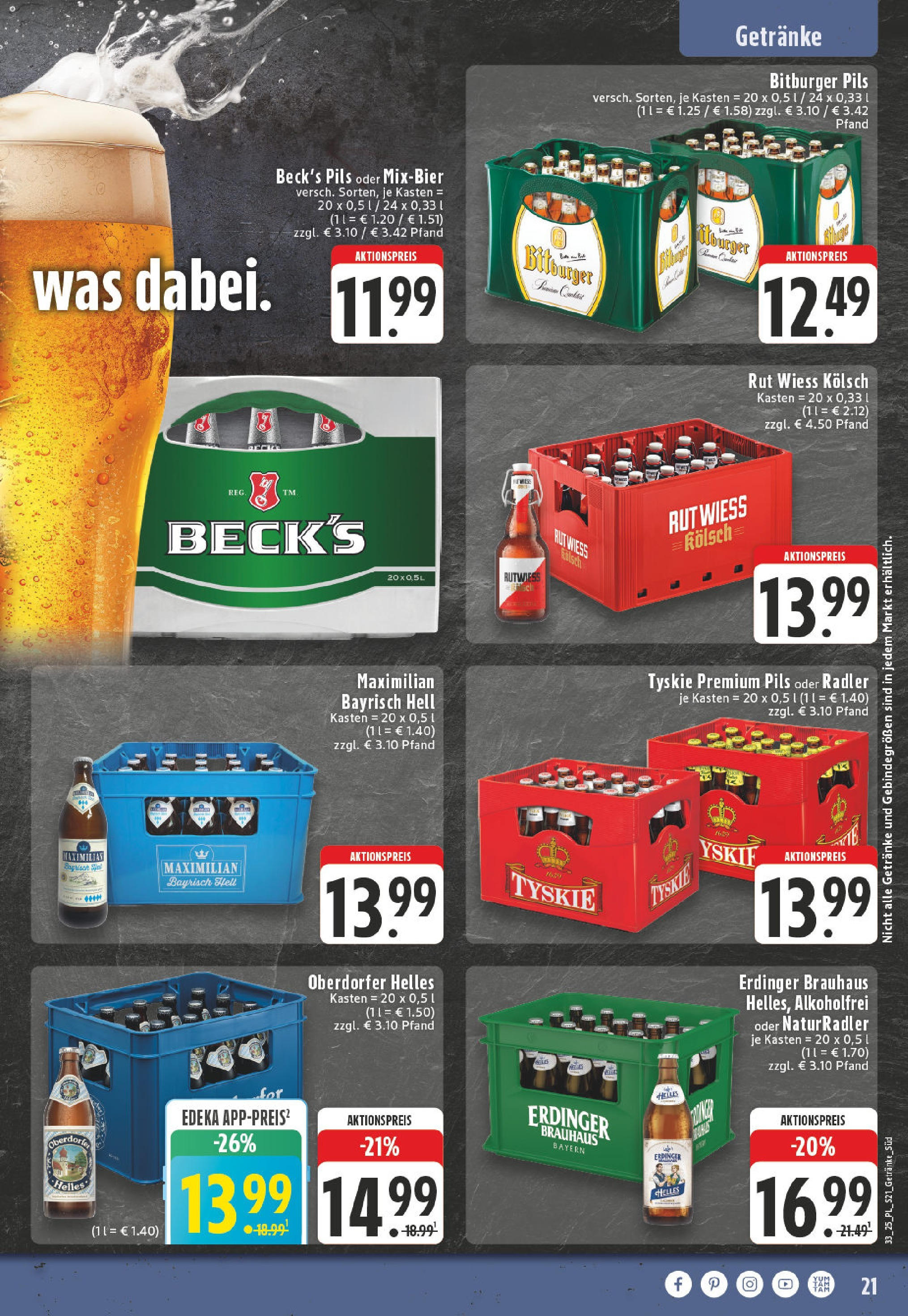 Edeka prospekt Bornheim	 (ab 11.08.2025) » Angebote Online | Seite: 21 | Produkte: Bitburger, Erdinger, Pils, Radler
