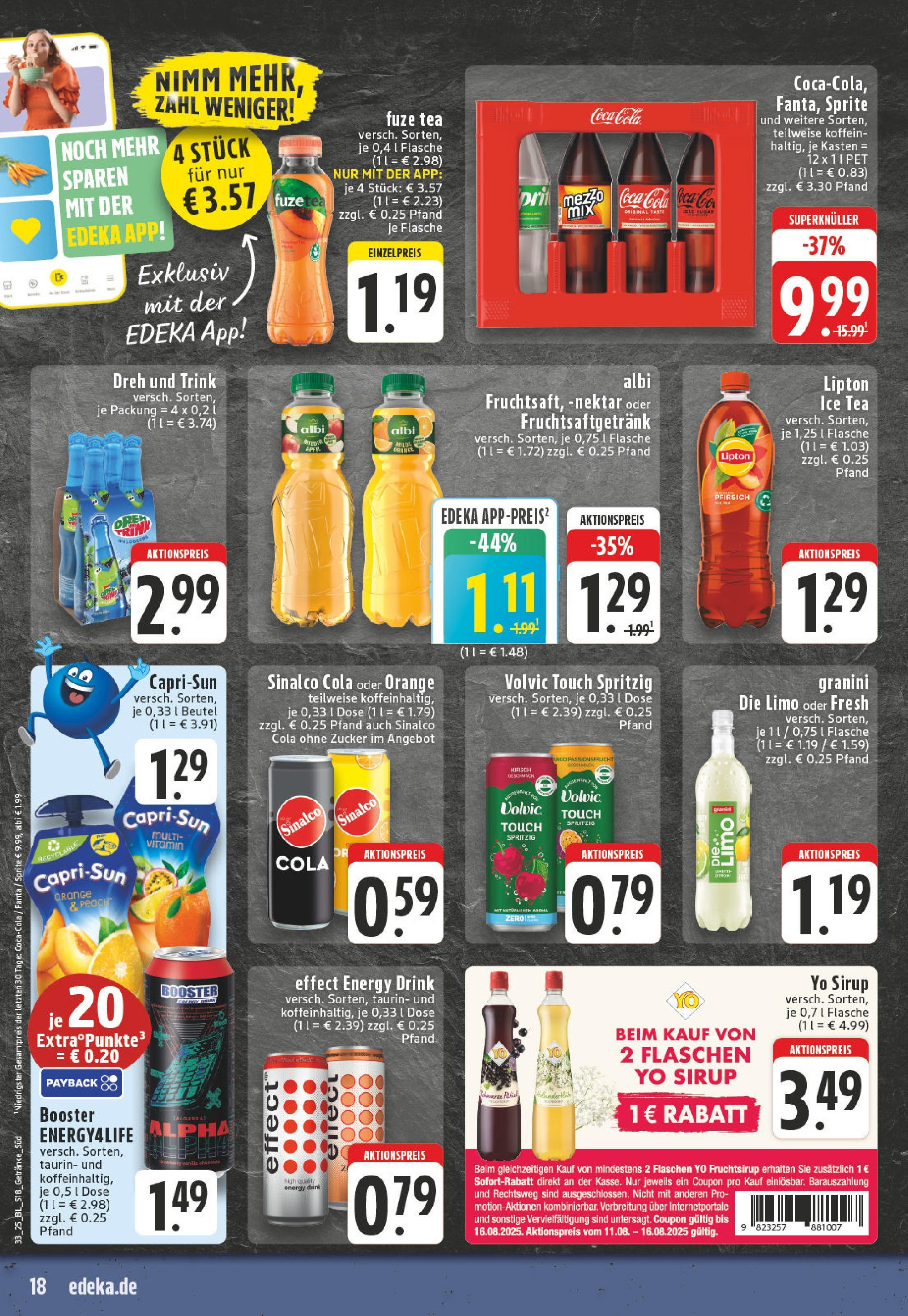 Edeka prospekt Alfter-Witterschlick (ab 10.08.2025) » Angebote Online | Seite: 18 | Produkte: Fuze tea, Cola, Pfirsich, Pril Edeka prospekt Alfter-Witterschlick (ab 10.08.2025) » Angebote Online | Seite: 18 | Produkte: Fuze tea, Cola, Pfirsich, Pril