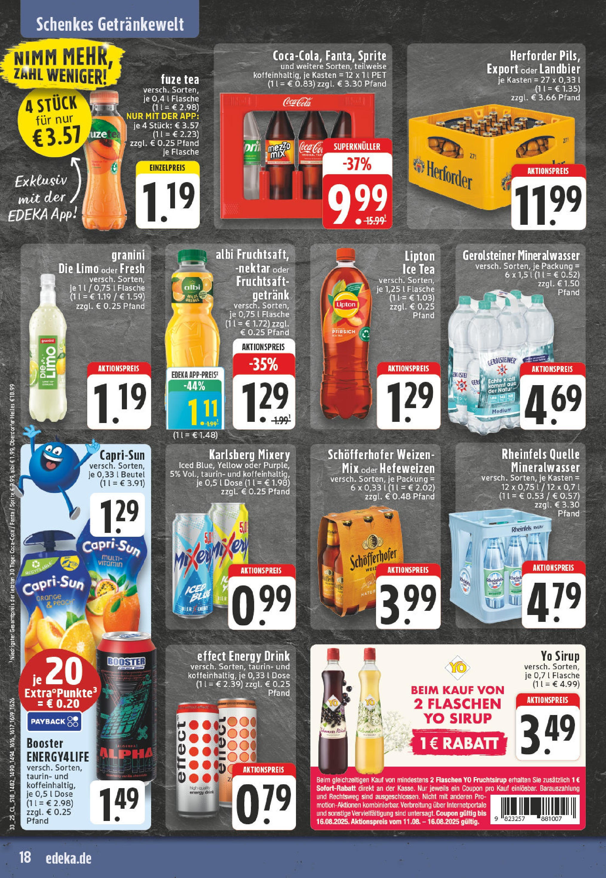 Edeka prospekt Harsewinkel (ab 11.08.2025) » Angebote Online | Seite: 18 | Produkte: Fuze tea, Fanta, Pfirsich, Granini die limo Edeka prospekt Harsewinkel (ab 11.08.2025) » Angebote Online | Seite: 18 | Produkte: Fuze tea, Fanta, Pfirsich, Granini die limo