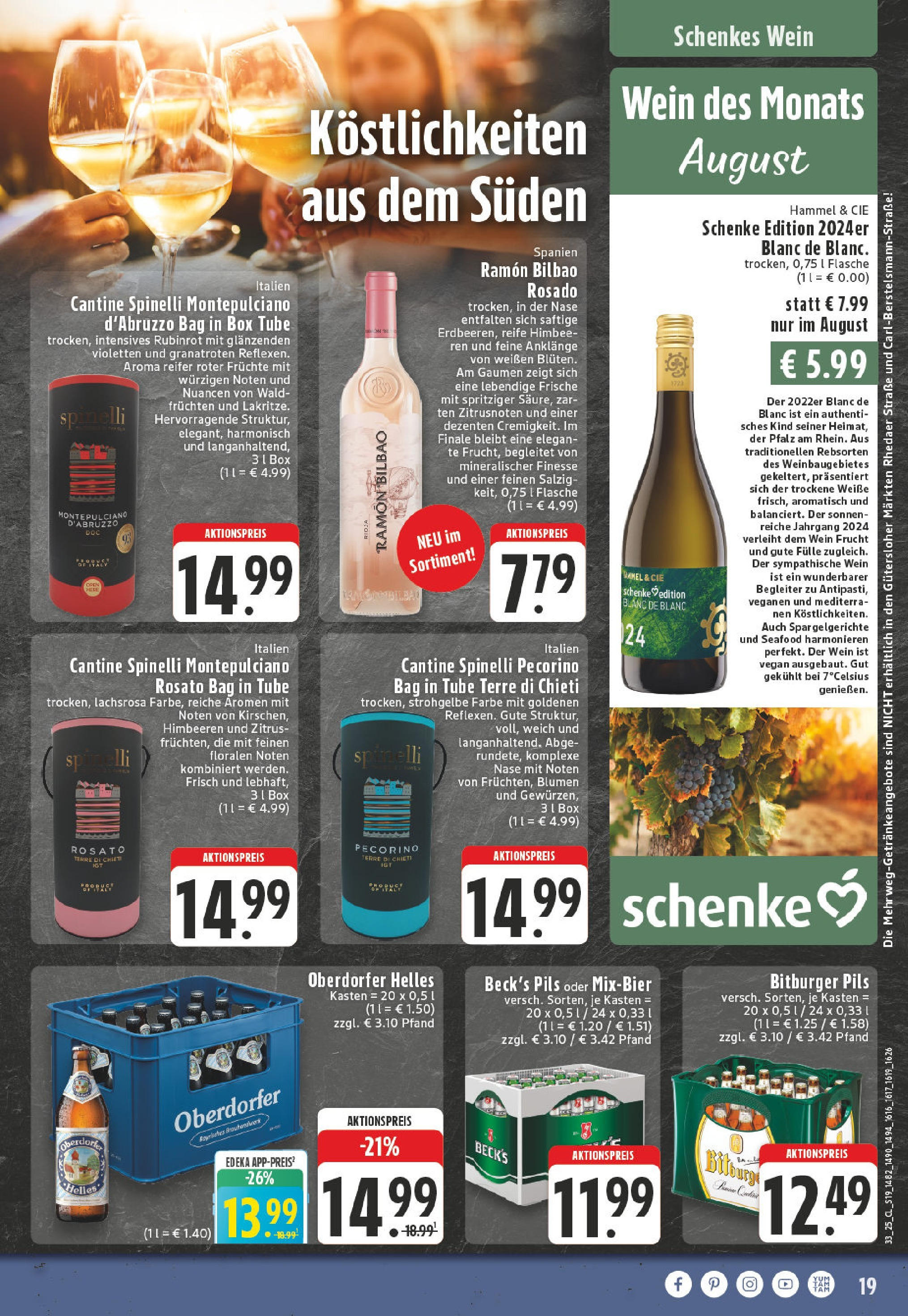 Edeka prospekt Harsewinkel (ab 11.08.2025) » Angebote Online | Seite: 19 | Produkte: Himbeeren, Bitburger, Kirschen, Wein Edeka prospekt Harsewinkel (ab 11.08.2025) » Angebote Online | Seite: 19 | Produkte: Himbeeren, Bitburger, Kirschen, Wein