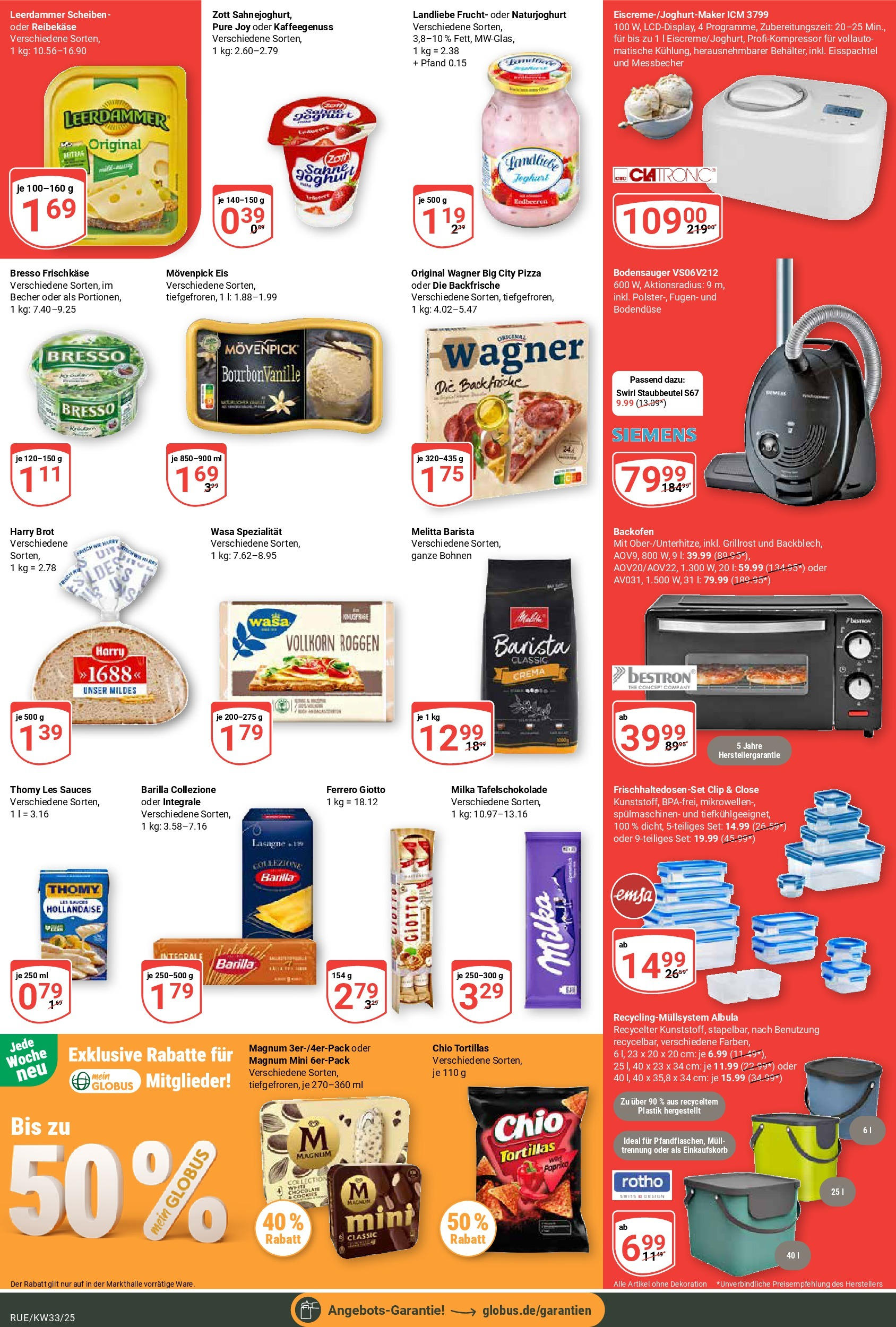 Globus prospekt Rüsselsheim	 (ab 11.08.2025) » Angebote online | Seite: 7 | Produkte: Siemens, Melitta, Barilla, Milka
