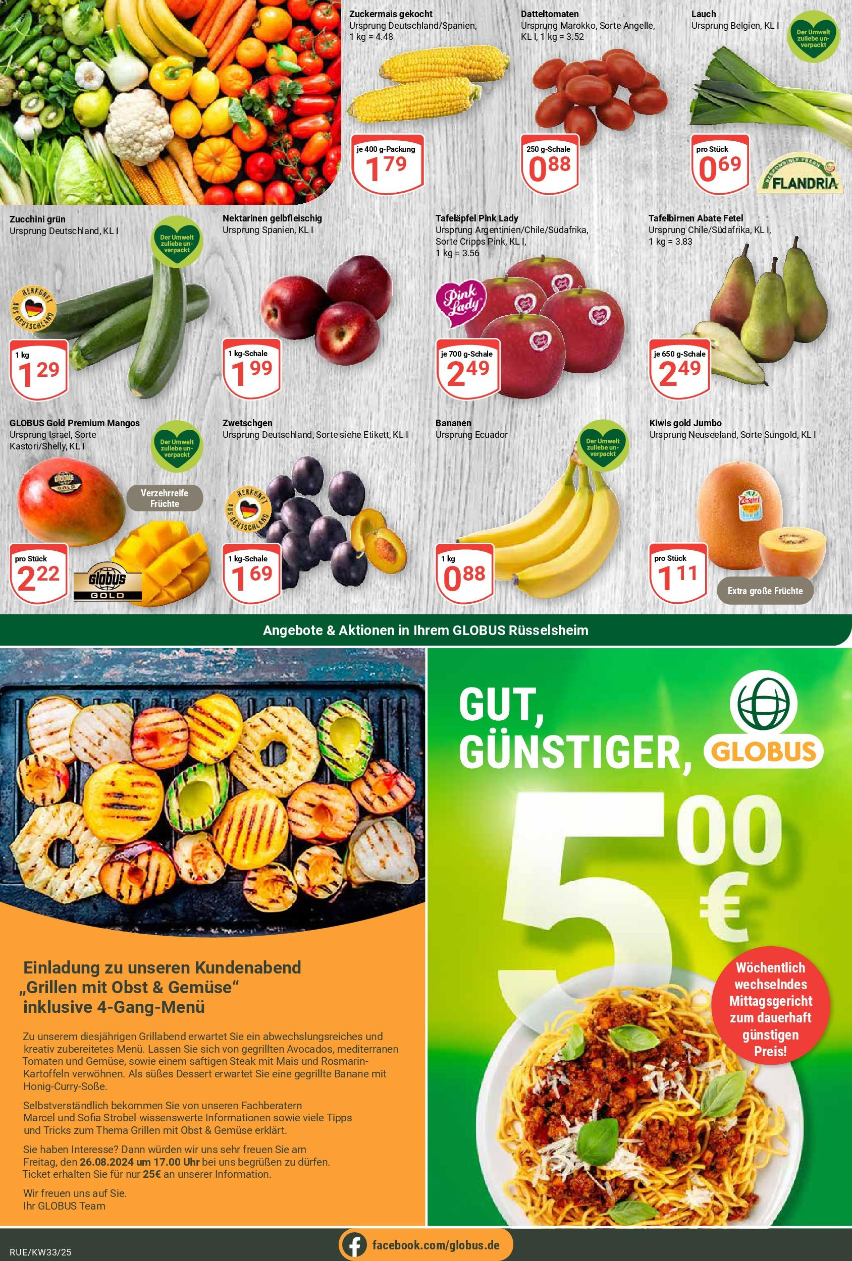 Globus prospekt Rüsselsheim	 (ab 11.08.2025) » Angebote online | Seite: 10 | Produkte: Bananen, Zwetschgen, Gemüse, Zucchini