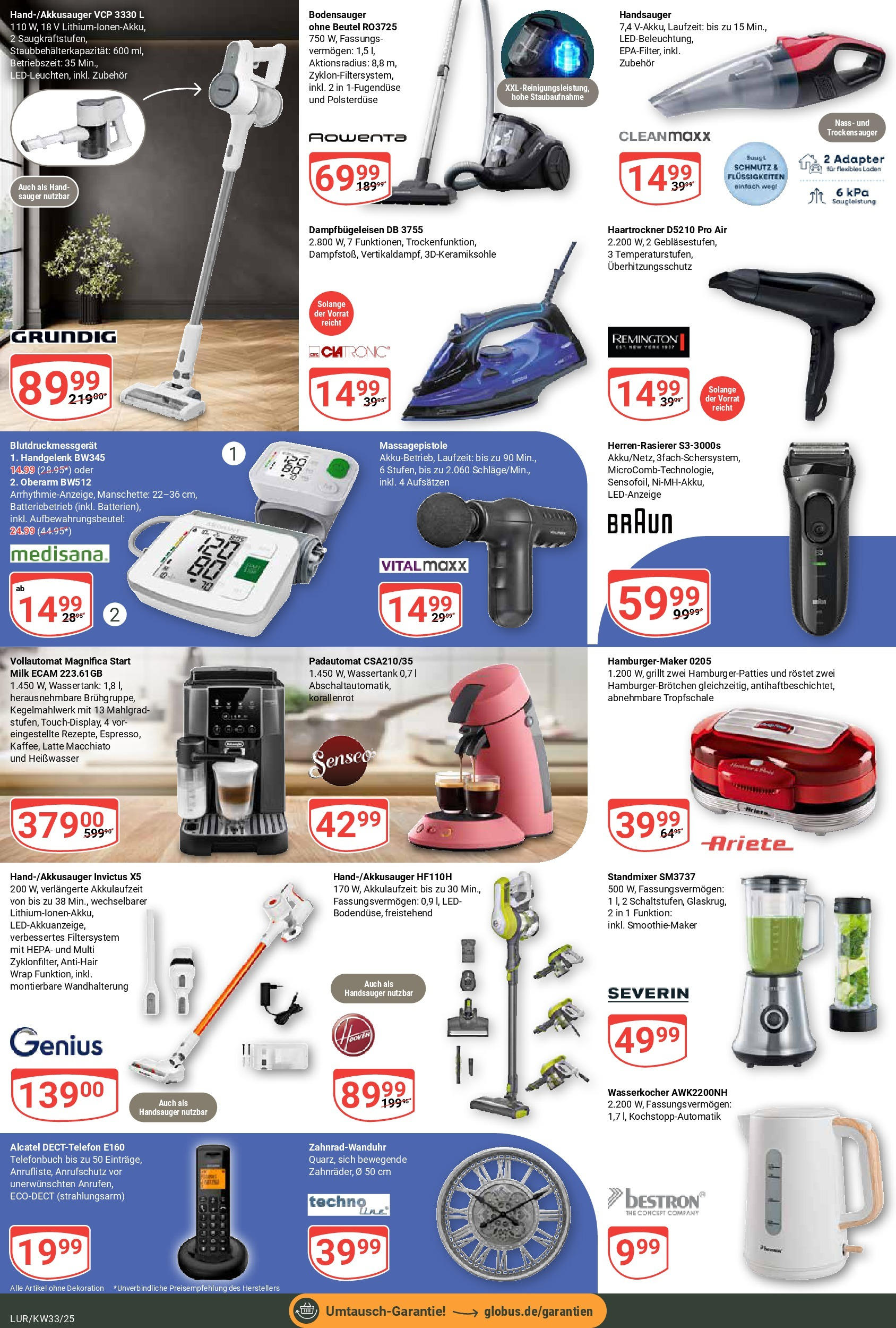 Globus prospekt Hamburg	 (ab 11.08.2025) » Angebote online | Seite: 20 | Produkte: Adapter, Wasserkocher, Haartrockner, Massagepistole