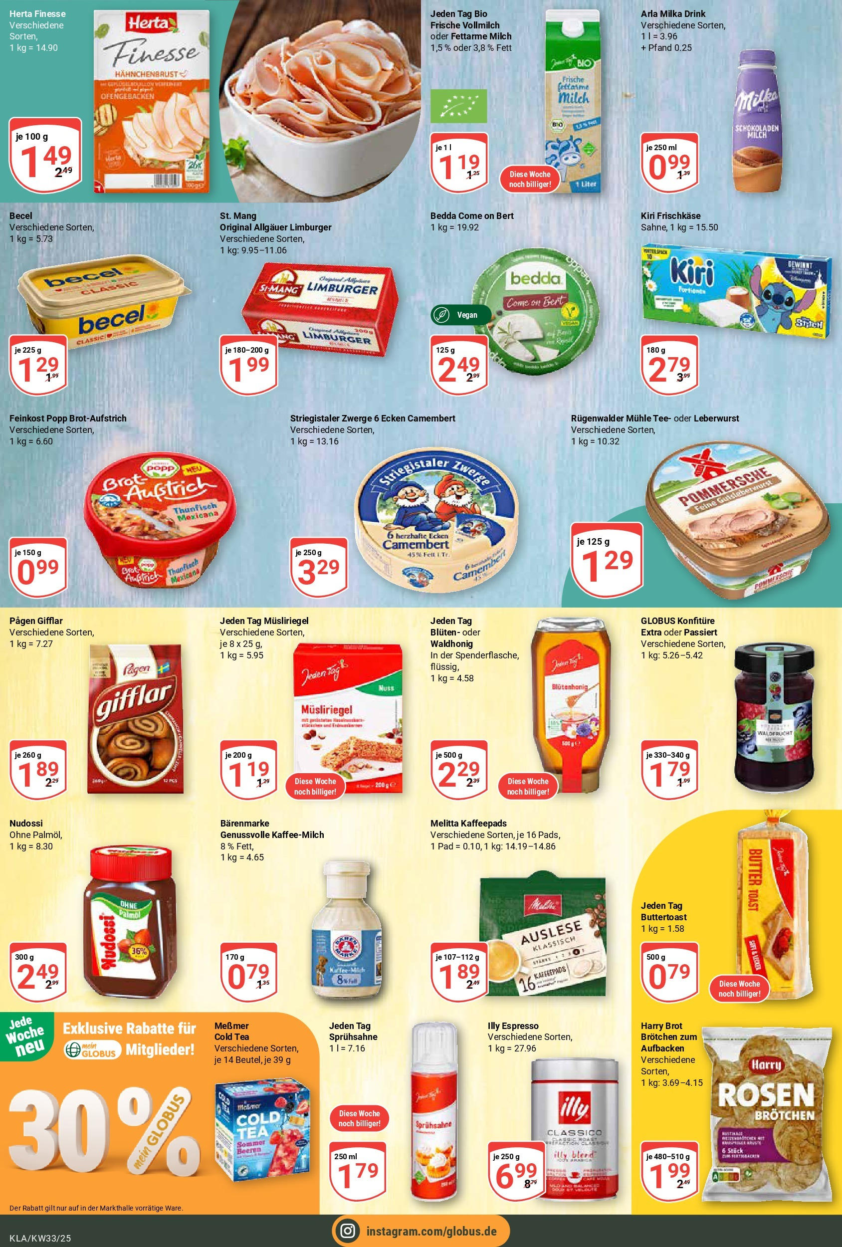 Globus prospekt Kaiserslautern	 (ab 11.08.2025) » Angebote online | Seite: 15 | Produkte: Melitta, Messmer, Milka, Brot