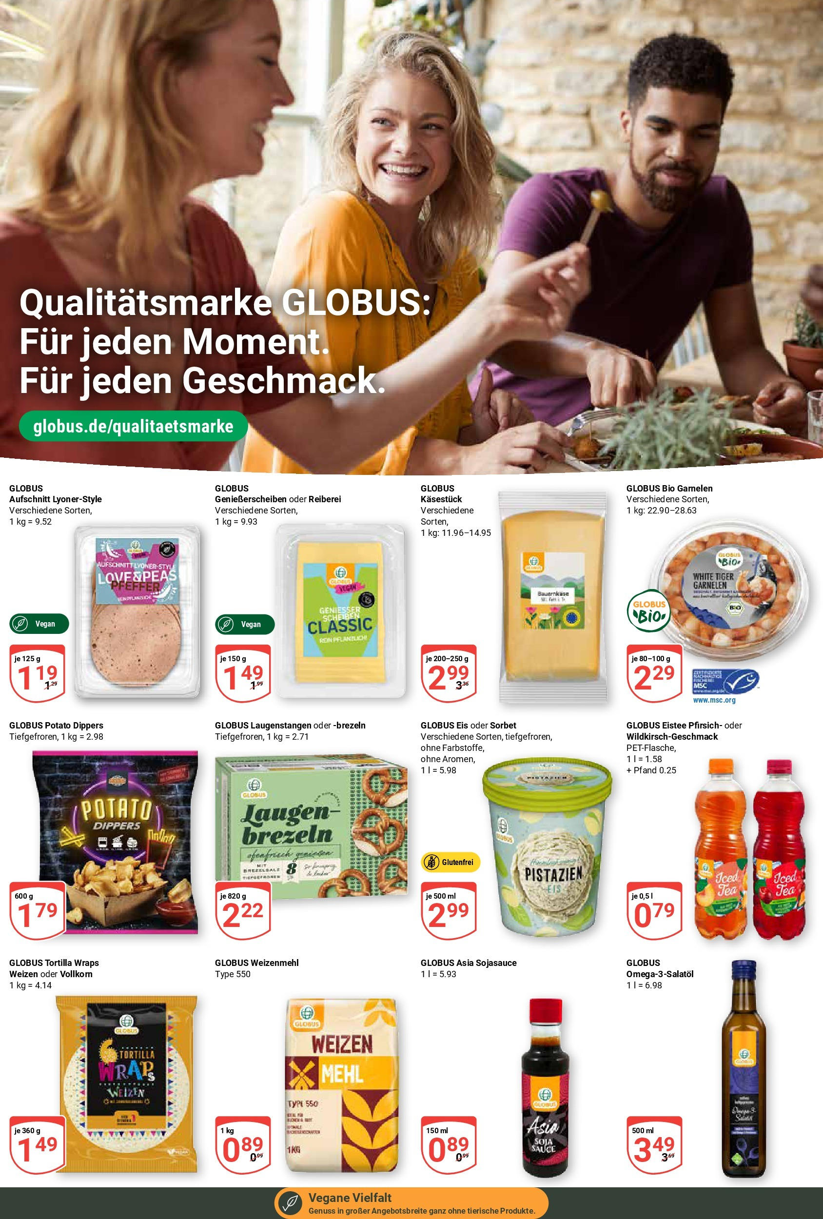 Globus prospekt Waghäusel	 (ab 11.08.2025) » Angebote online | Seite: 12 | Produkte: Weizenmehl, Garnelen, Pfirsich, Eis