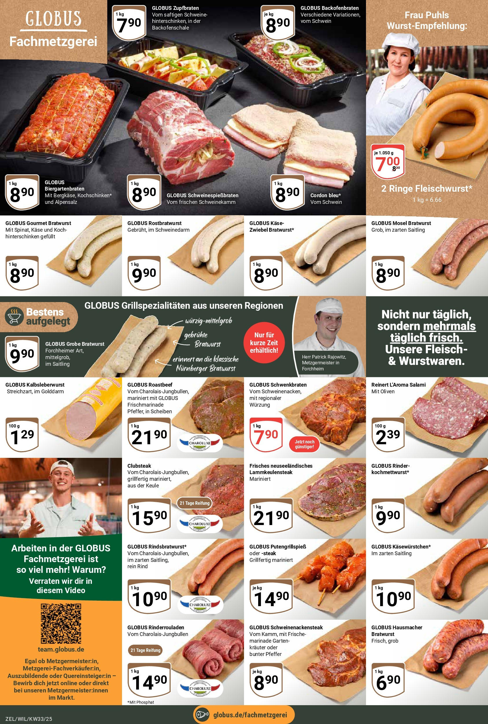 Globus prospekt Wittlich	 (ab 11.08.2025) » Angebote online | Seite: 11 | Produkte: Bratwurst, Salami, Fleisch, Video