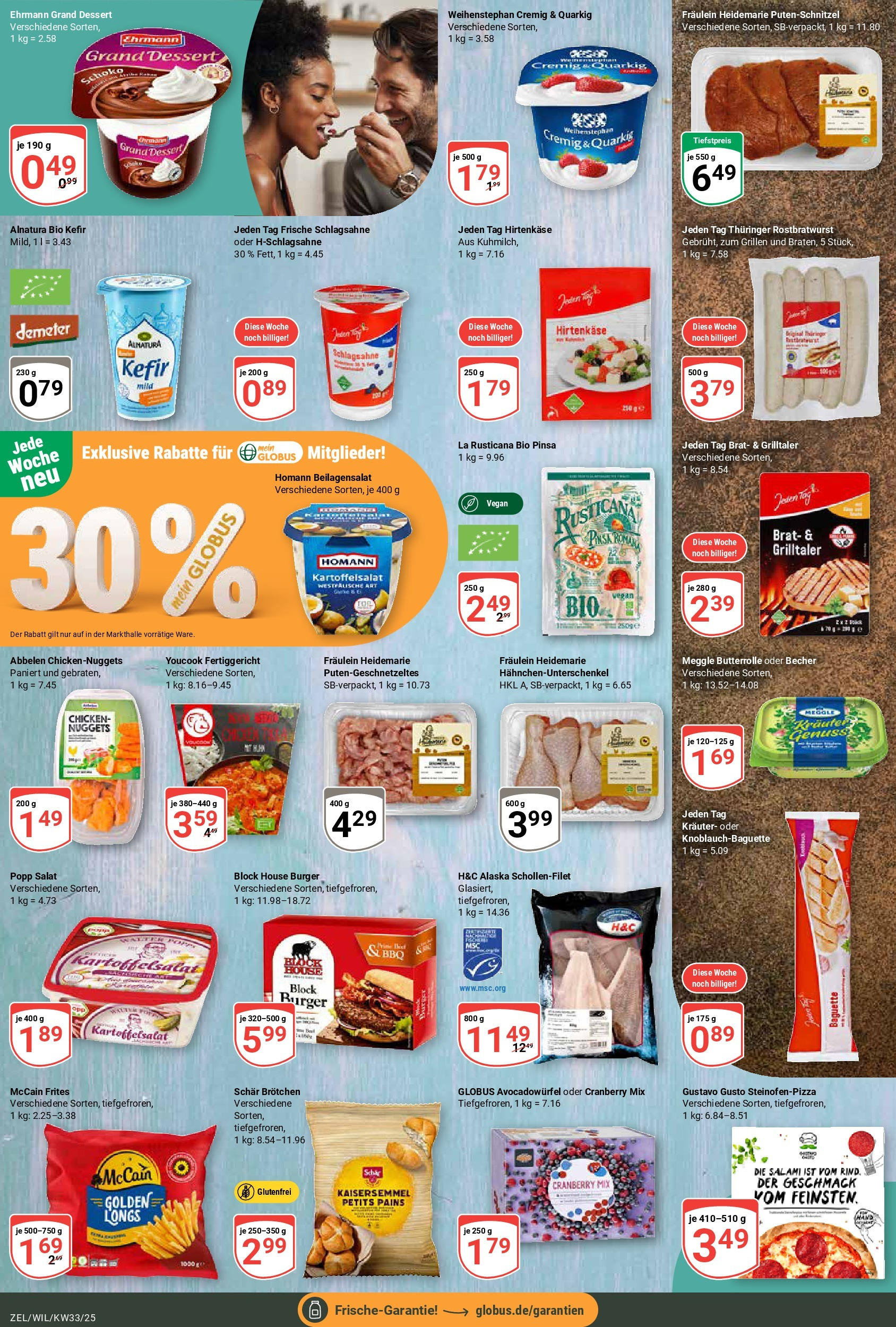 Globus prospekt Wittlich	 (ab 11.08.2025) » Angebote online | Seite: 13 | Produkte: Ehrmann grand dessert, Baguette, Putenschnitzel, Salat
