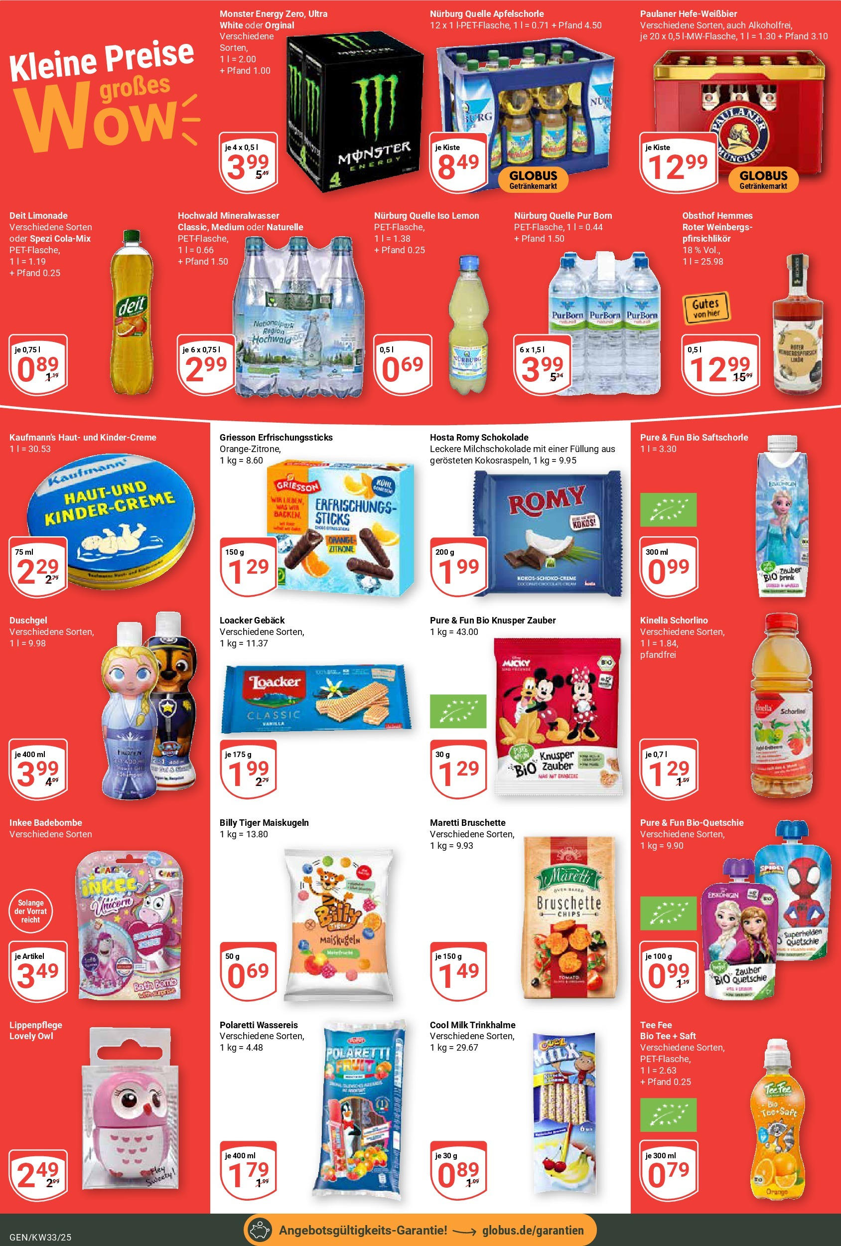 Globus prospekt Gensingen	 (ab 11.08.2025) » Angebote online | Seite: 9 | Produkte: Monster, Saft, Chips, Paulaner