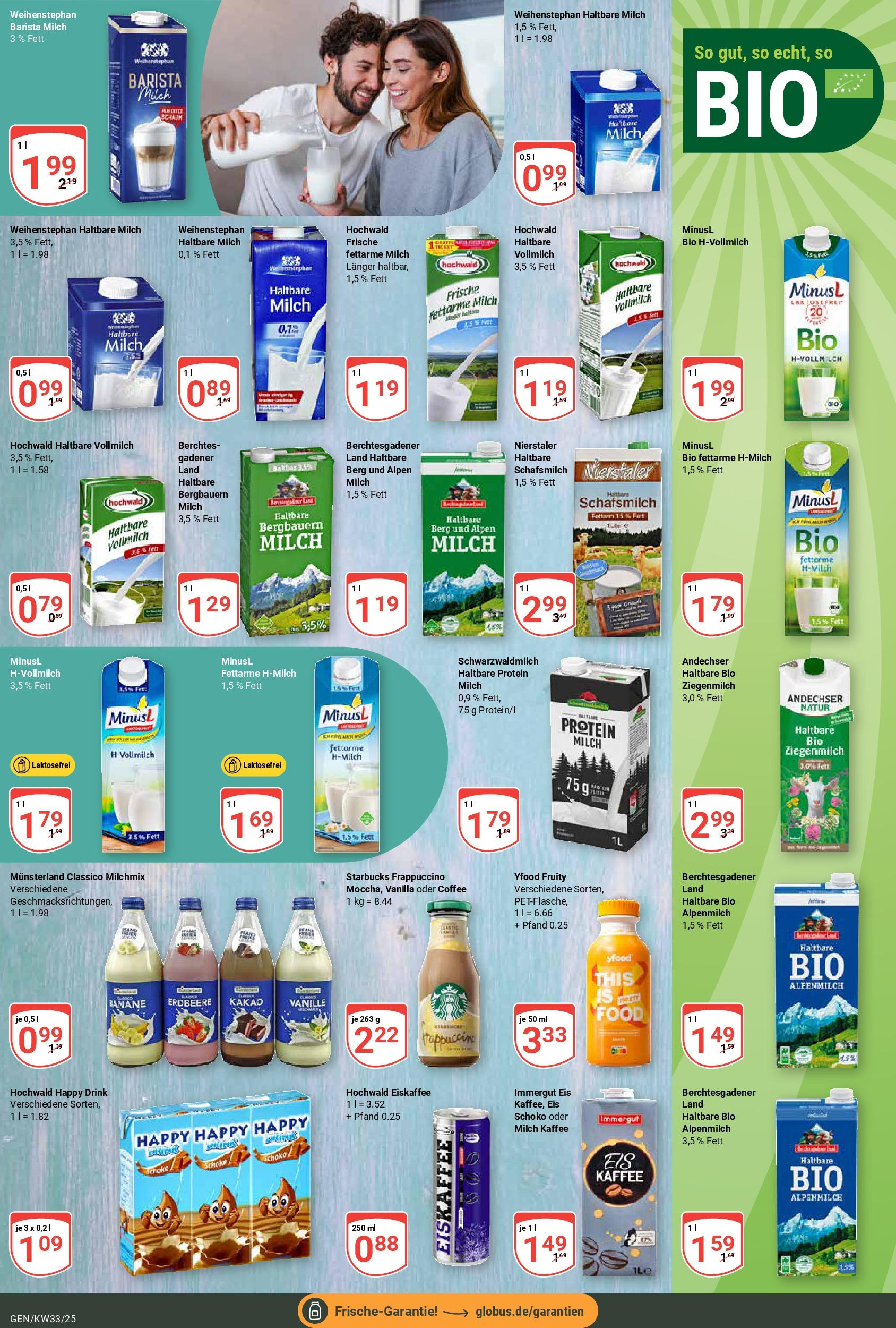 Globus prospekt Gensingen	 (ab 11.08.2025) » Angebote online | Seite: 19 | Produkte: Kaffee, Haltbare milch, Starbucks, Eis