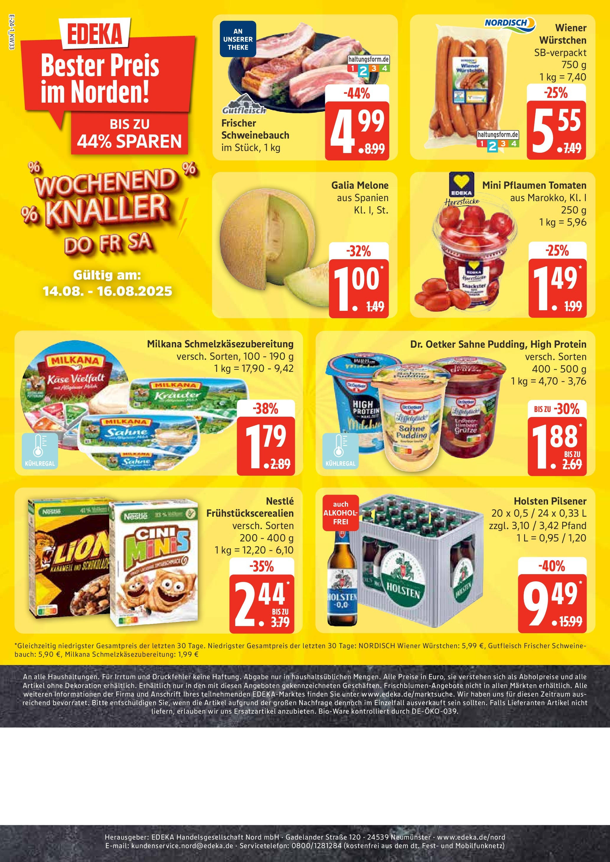 Edeka prospekt Ratzeburg	 (ab 11.08.2025) » Angebote Online | Seite: 24 | Produkte: Schweinebauch, Tomaten, Pudding, Melone