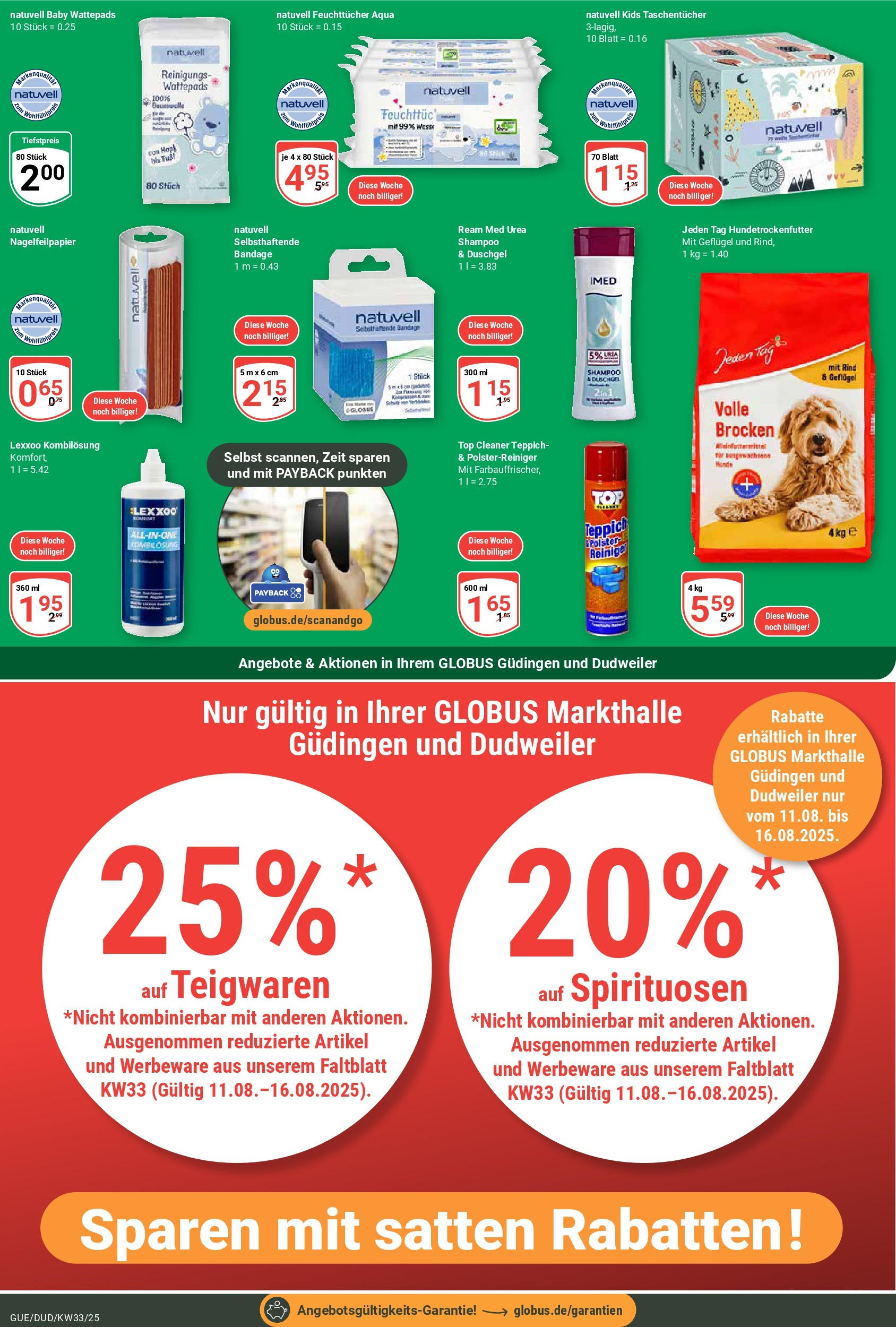 Globus prospekt Saarbrücken-Güdingen	 (ab 11.08.2025) » Angebote online | Seite: 11 | Produkte: Wattepads, Top, Teppich, Shampoo