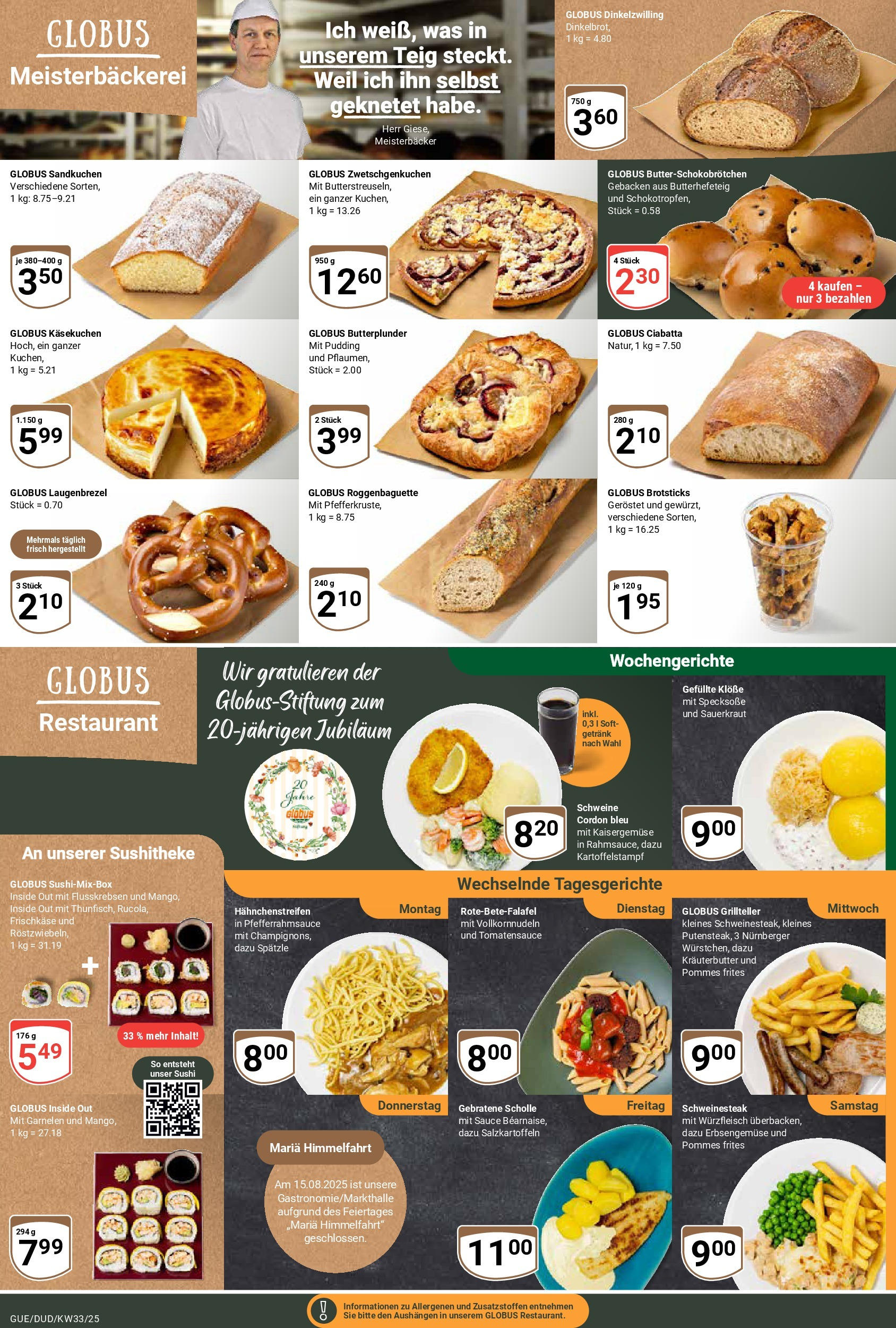 Globus prospekt Saarbrücken-Dudweiler	 (ab 11.08.2025) » Angebote online | Seite: 13 | Produkte: Pommes, Kräuterbutter, Pommes frites, Pudding
